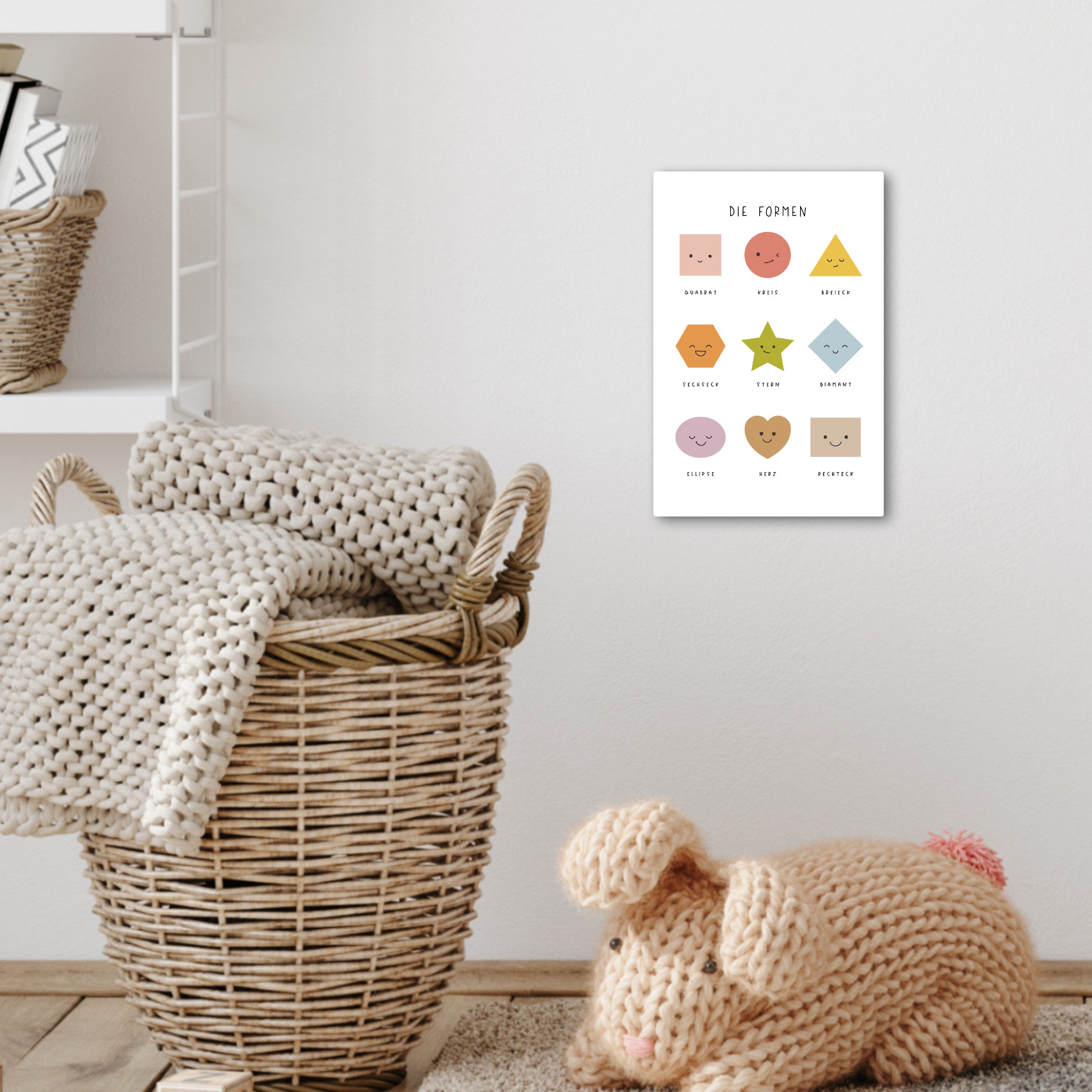 OneMillionCanvasses® Leinwandbild Pädagogisch - Formen lernen - Weiß - Geometrische Formen, Fotodruck (1 St), Kinderzimmer Deko, Mädchen und Jungen Bilder 20x30 – Bild 5 von 5