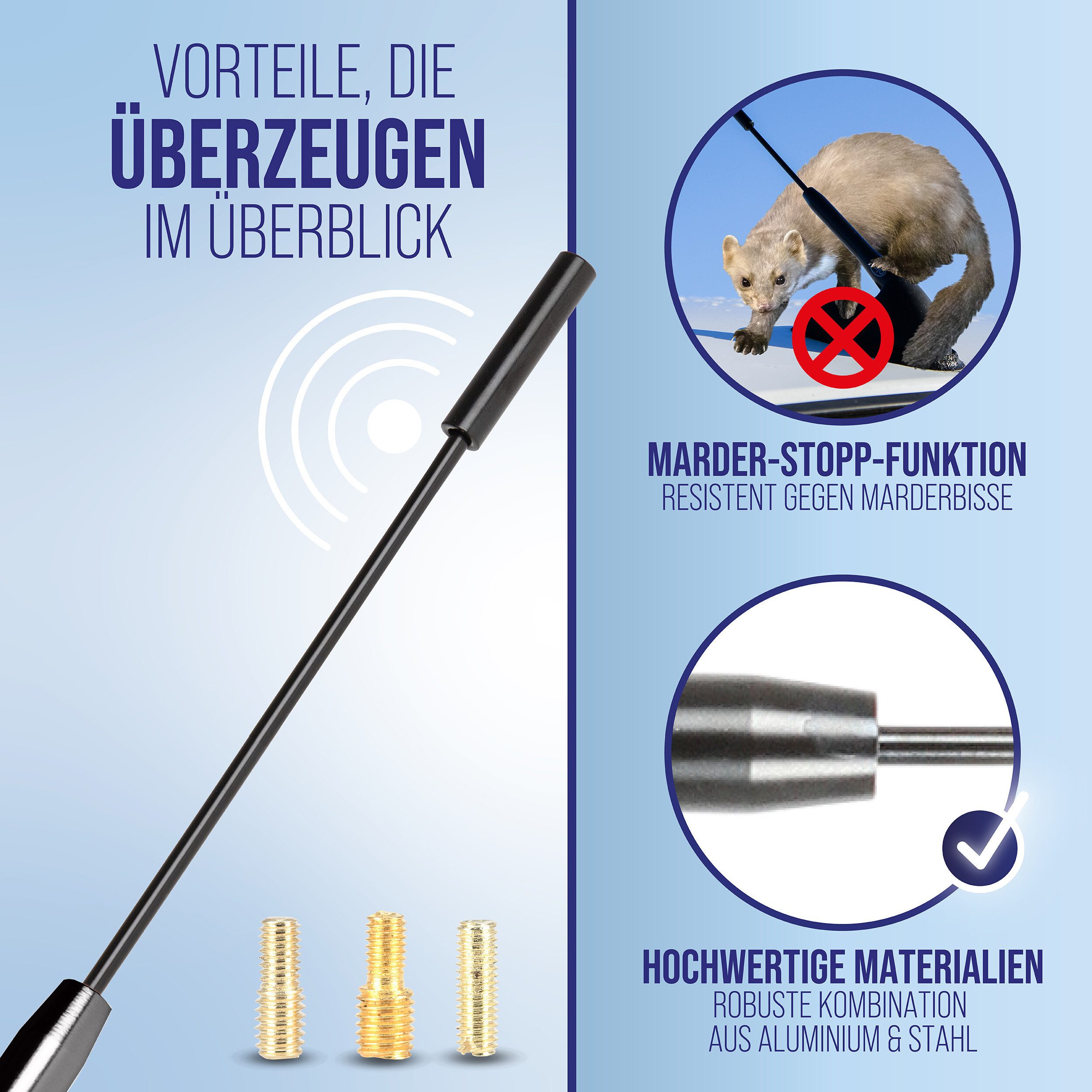 alca Dachantenne AM FM Auto Marder-Stopp 27 cm schwarz M4 M5 M6 Autoradio-Ersatzantennenstab (AM/FM, DAB) – Bild 4 von 5