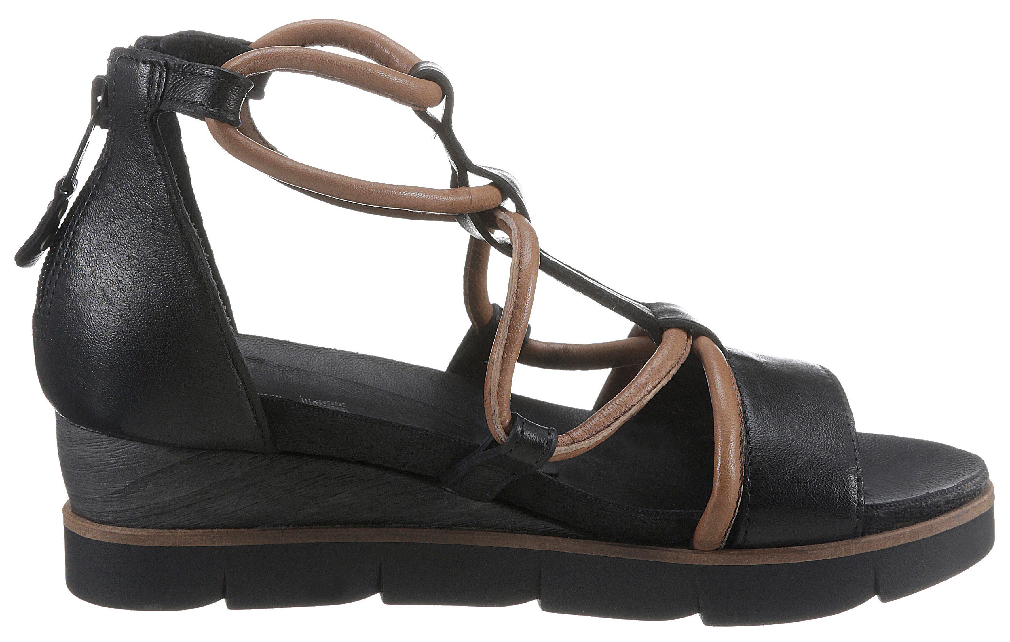 TAPASITA schwarz Fersenreißverschluss Sandalette mit Mjus