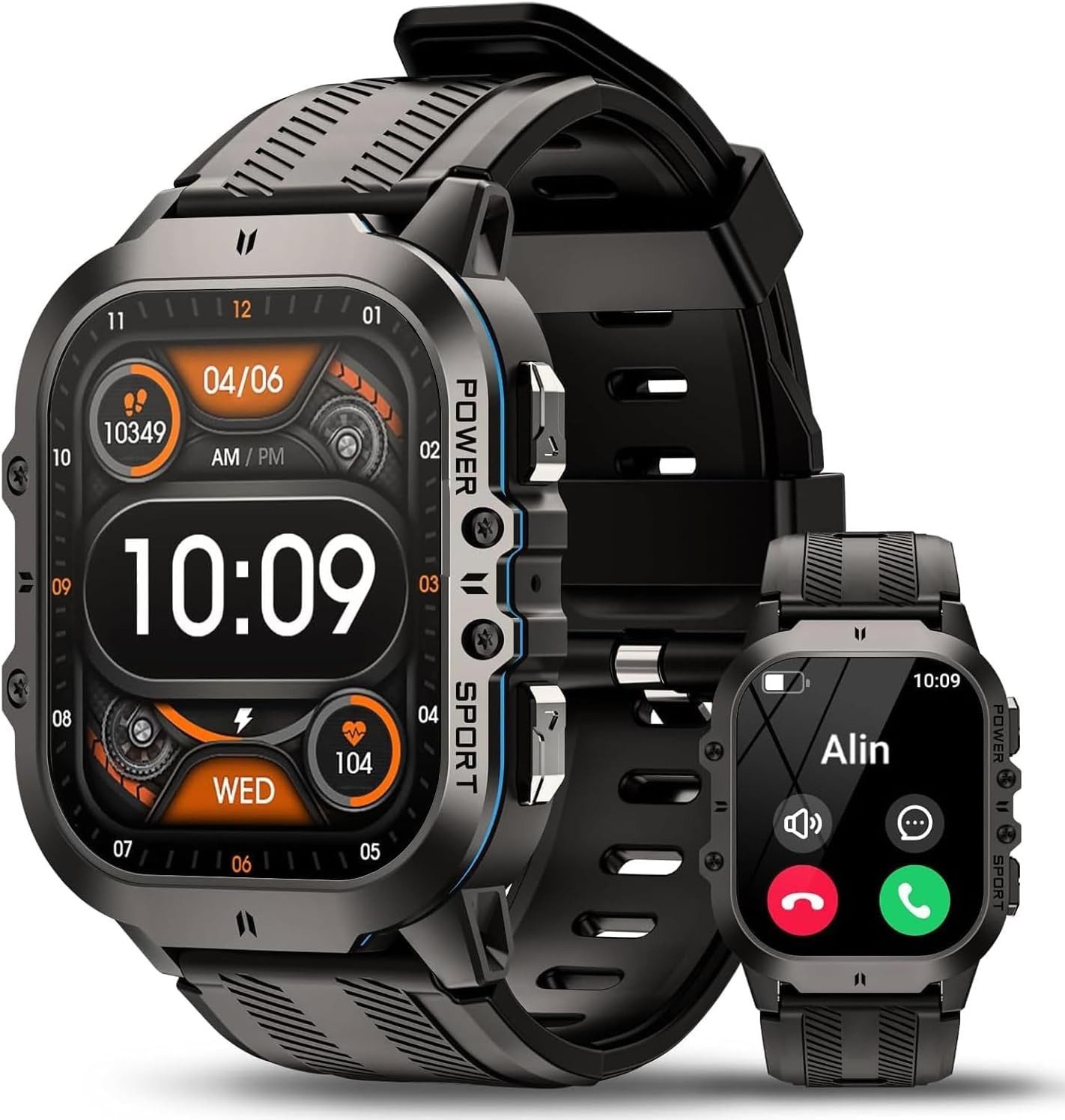 AVUMDA C26 Smartwatch (4,9 cm, android ios), Smartwatch mit AMOLED Display, Bluetooth Anruf, 100 Sportmodi