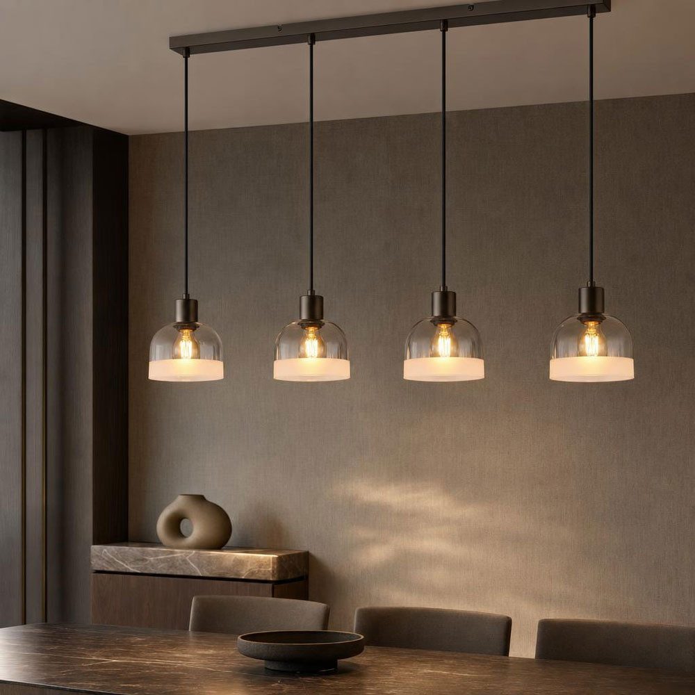 GLOBO LIGHTING Pendelleuchte, Leuchtmittel nicht inklusive, Pendelleuchte Esszimmerlampe Schwarz Höhenverstellbar Glas H 120 cm