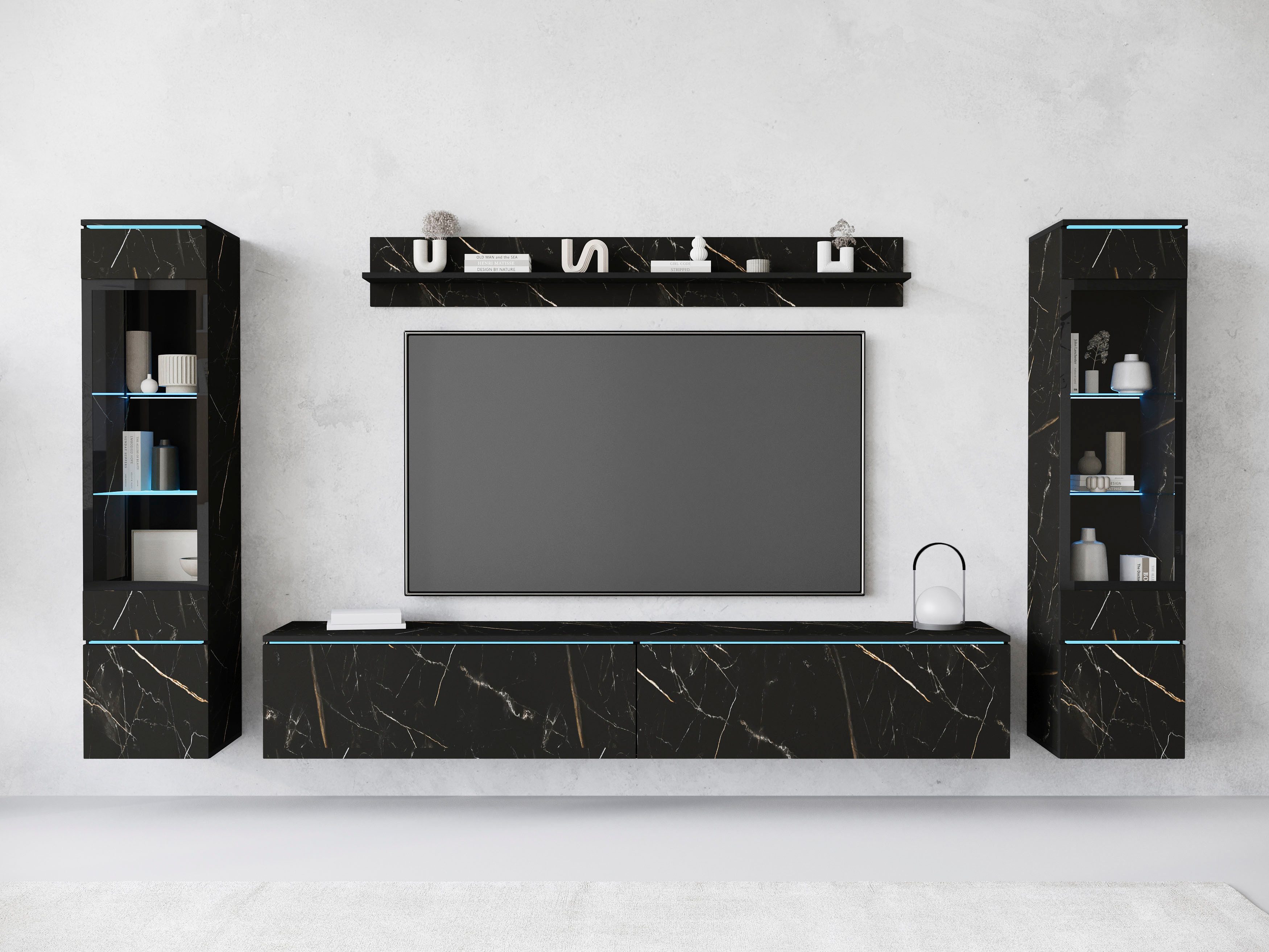 INOSIGN Wohnwand VERA II, Vitrinen Türanschlag wechselbar, (Komplett-Set, 4 günstig online kaufen