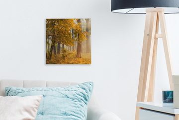 OneMillionCanvasses® Leinwandbild Herbstbäume im nebligen Wald, (1 St), Leinwand Bilder für Wohnzimmer Schlafzimmer