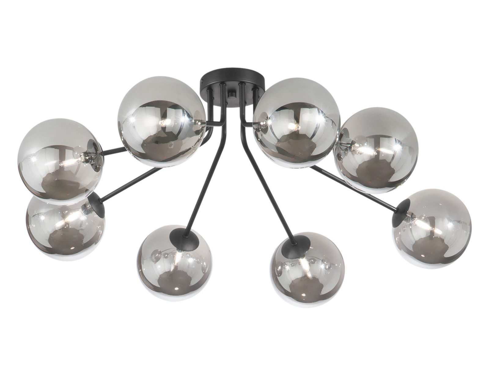 LUCE Design LED Deckenleuchte 8-flammig Rauchglas-Kugeln Breite 88cm, Dimmfunktion, LED wechselbar, Warmweiß, groß-e ausgefallene Deckenlampe inkl. G9 LED Leuchtmitteln dimmbar