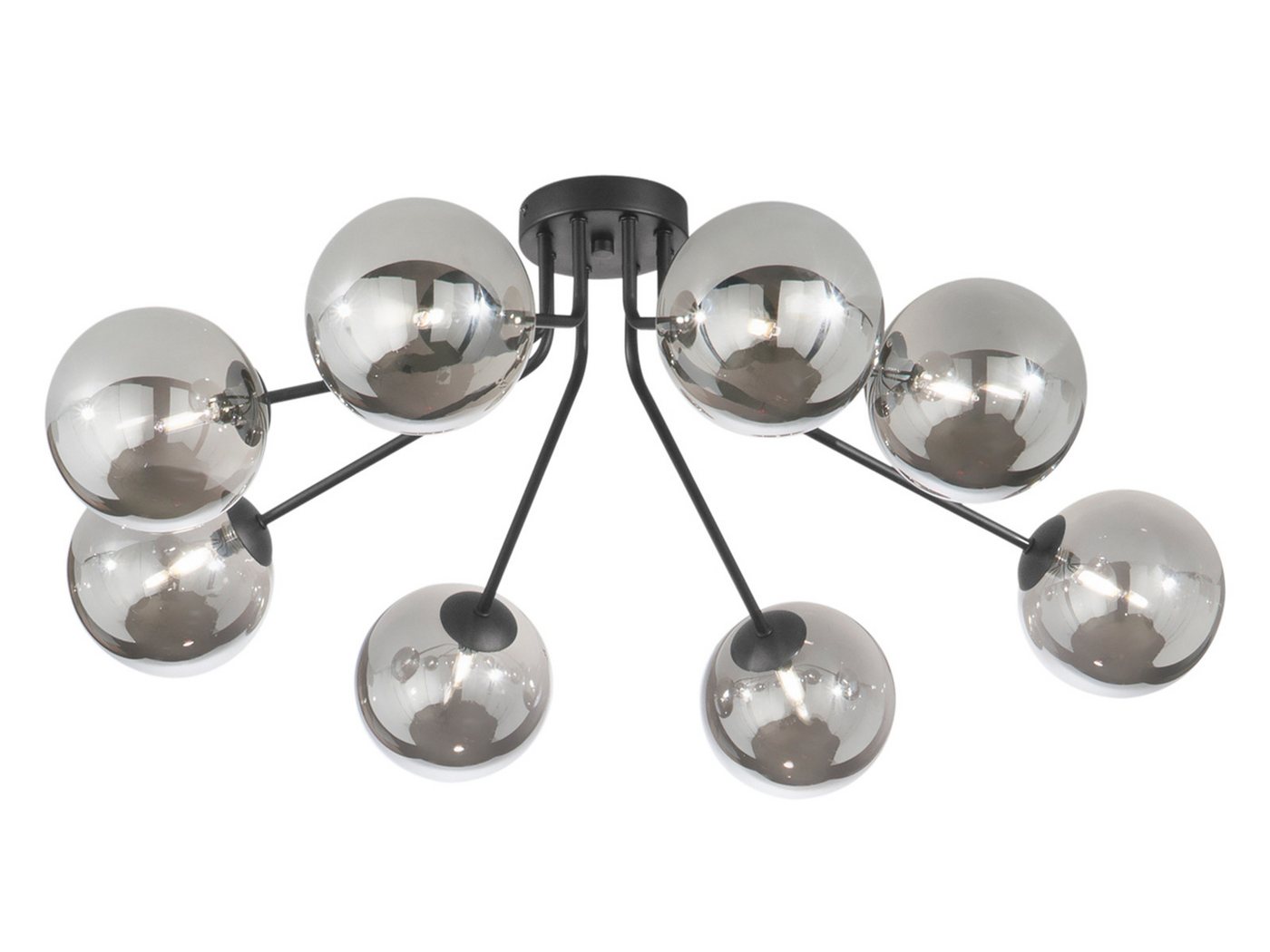 Luce Ambiente Design LED Deckenleuchte 8-flammig Rauchglas-Kugeln Breite 88cm, Dimmfunktion, LED wechselbar, Warmweiß, groß-e ausgefallene Deckenlampe inkl. G9 LED Leuchtmitteln dimmbar
