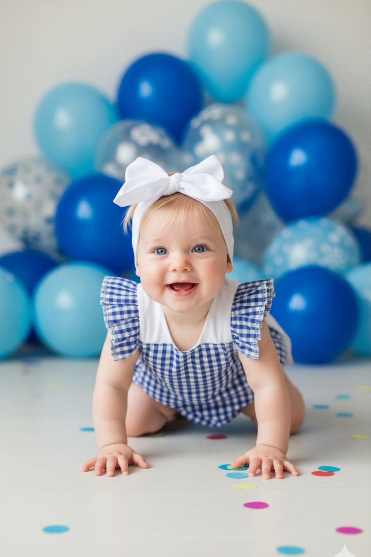 Parla Kids Strampler Wunderschöne Baby Salopette - blau - mit Haarband