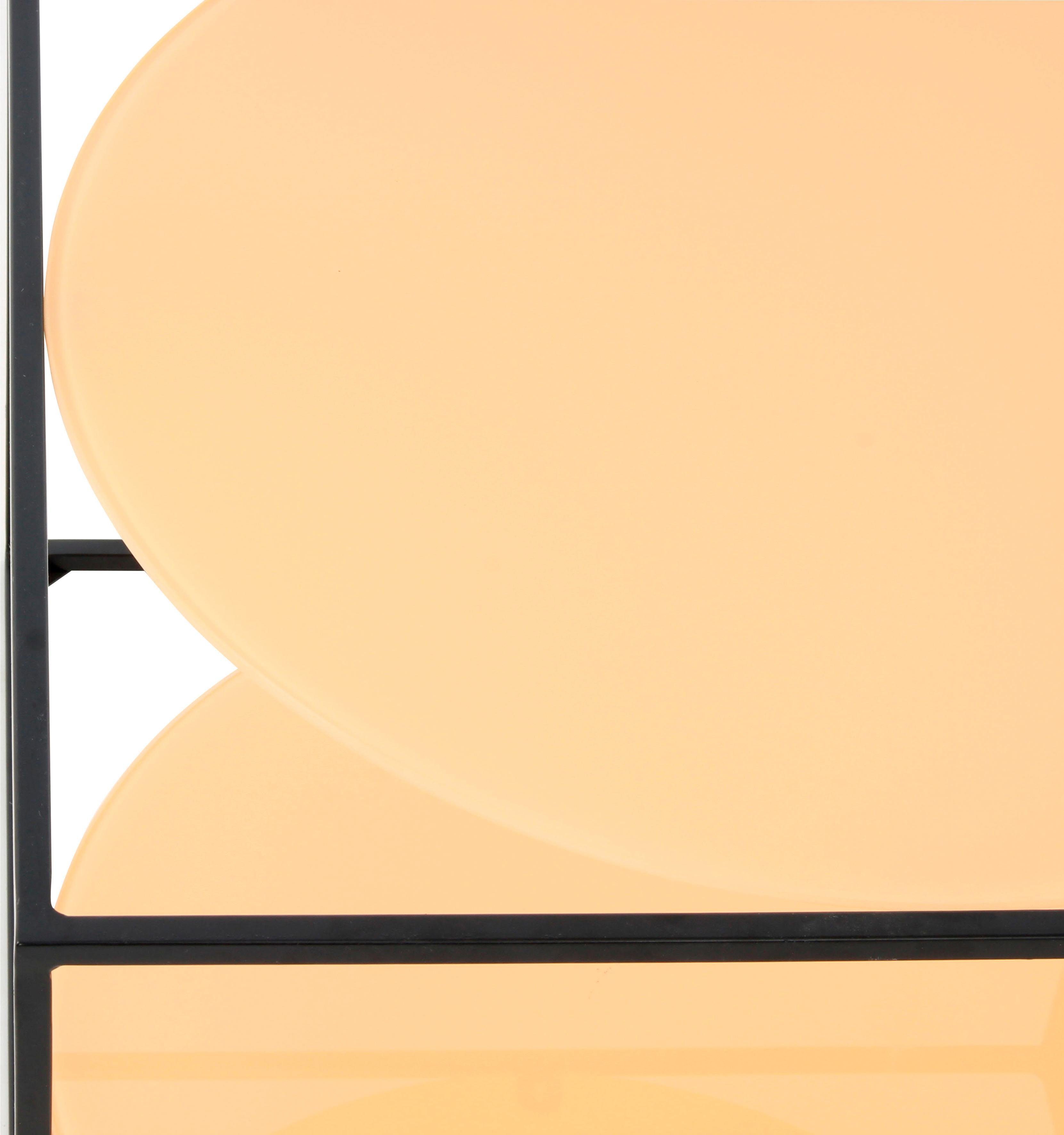 Glas Kubusform Beistelltisch moderne mit runden Cody, Ablageflächen aus orange/schwarz Kayoom
