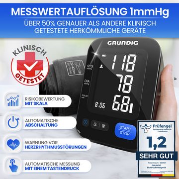 Grundig Blutdruckmessgerät Blutdruckmessgerät hochpräzise einfach, hochpräzise, einfachste Bedienung, perfekt ablesbar