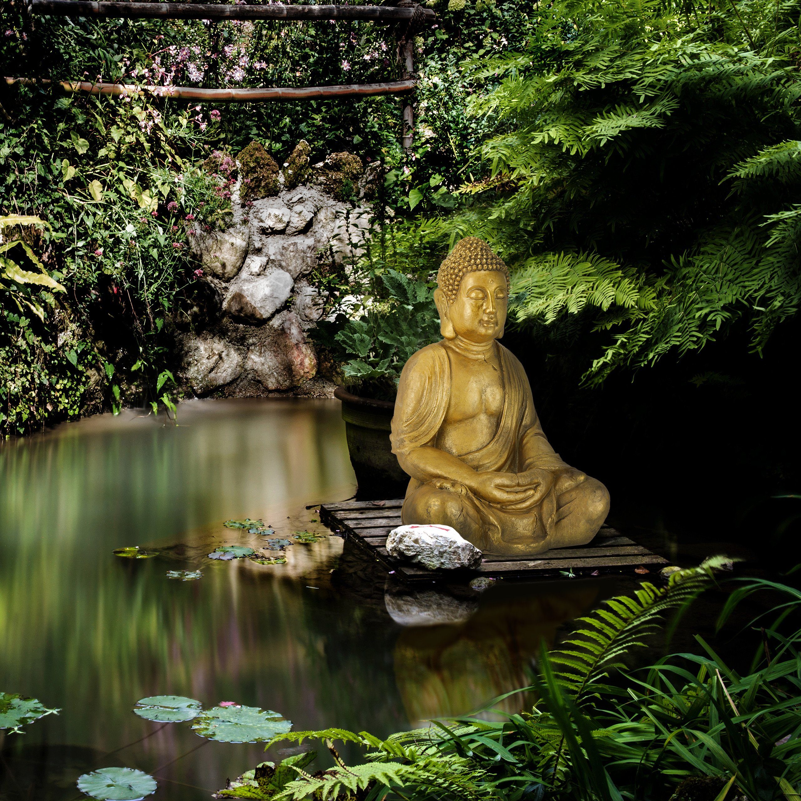 relaxdays Buddhafigur Große Buddha Figur Garten 70 cm (1 St)