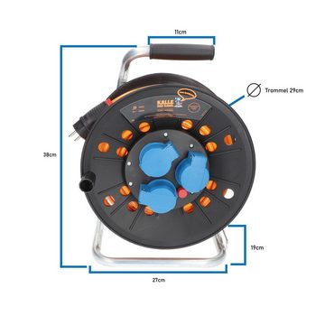KALLE DAS KABEL Kalle Kabeltrommel Schuko 2,5mm² Extreme Signal Orange IP44 25 Meter Kabeltrommel (Kabellänge 2500 m)