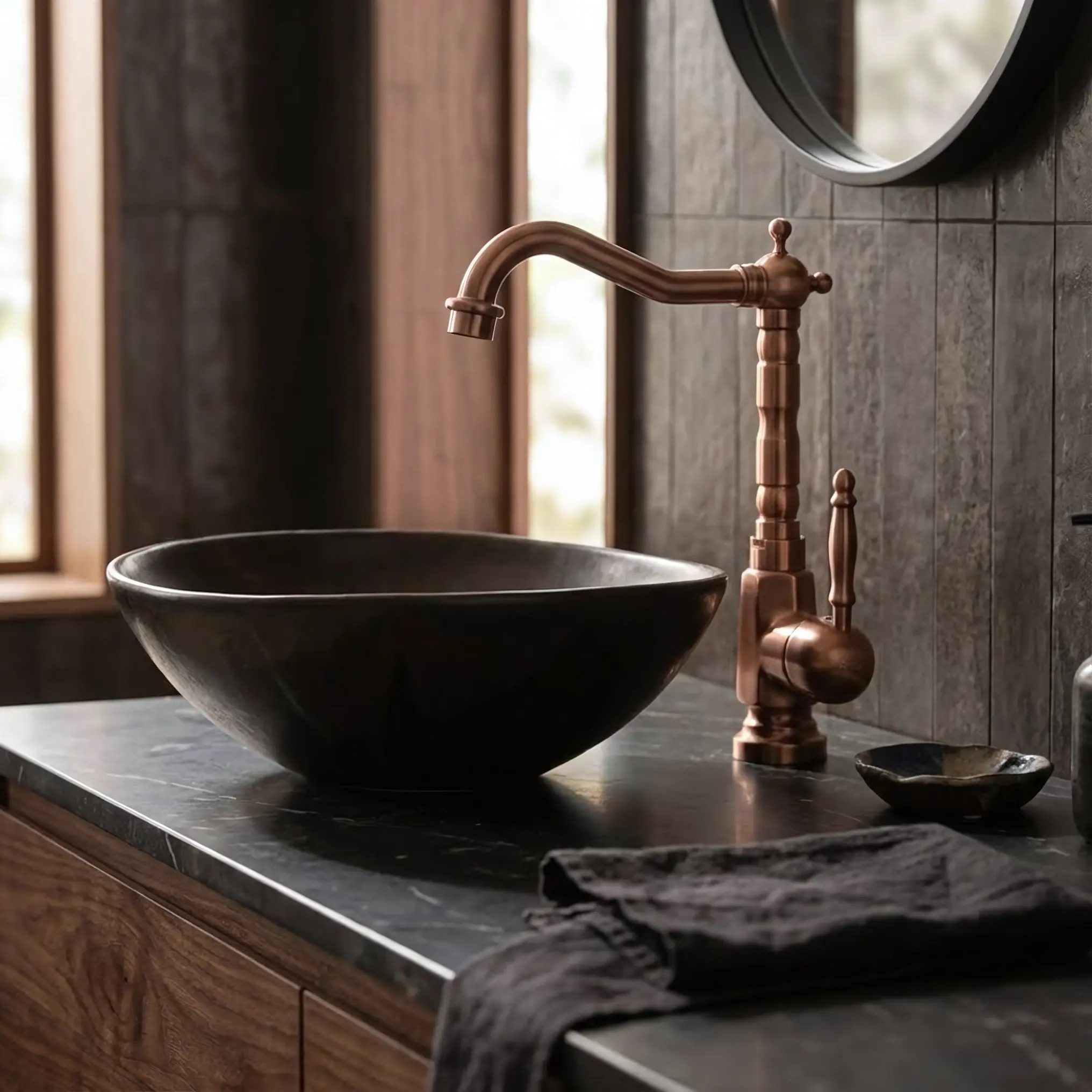 wohnwerk.idee Badarmatur Waschbeckenarmatur Wasserhahn Gold Schwarz Vintage Antik Bona