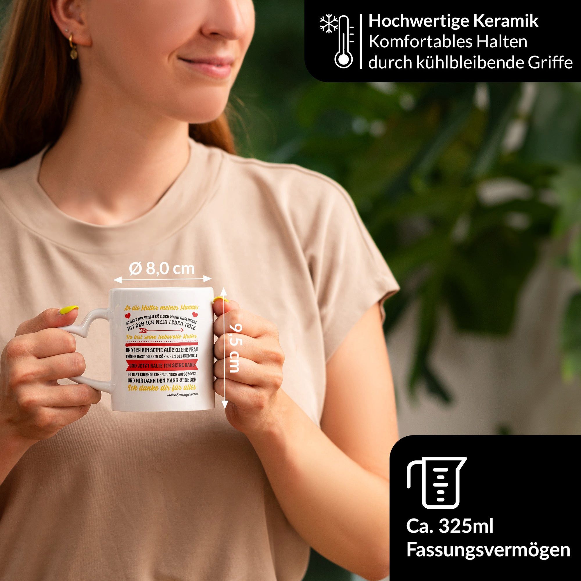 22Feels Tasse Schwiegermama Geschenk von Schwiegertochter Schwiegermutter Hochzeit, Keramik, Made In Germany, Spülmaschinenfest, Herzhenkel