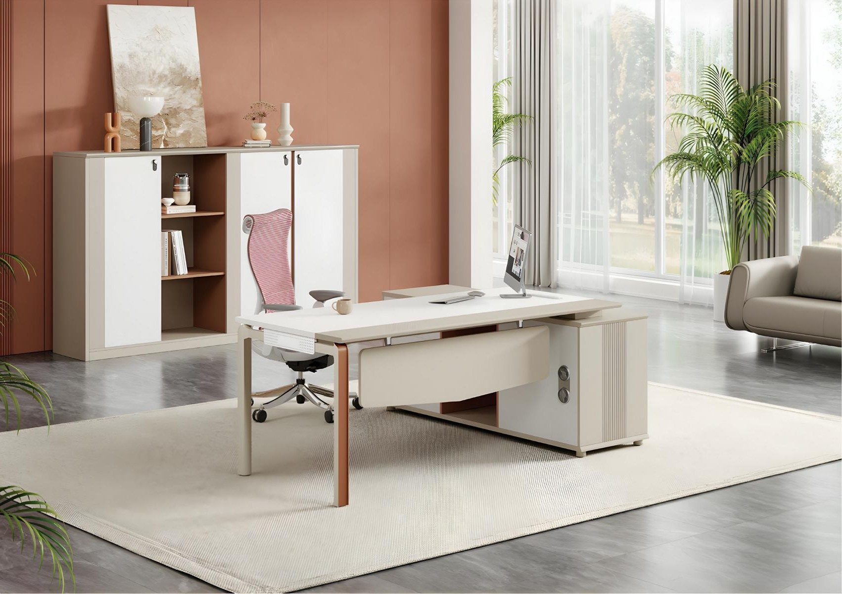 Xlmoebel Büromöbel-Set Exklusives Designer Büroset in elegantem Design mit Aktenschrank, (2tlg.Büroset (Schreibtisch + Aktenschrank), Hergestellt in Europa