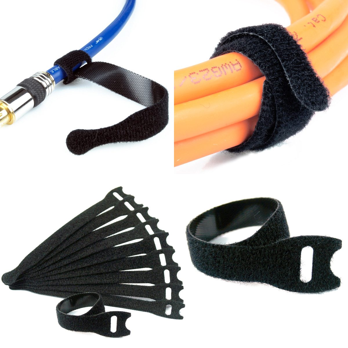 Goodymax Kabelbinder 10 x Klettkabelbinder Kabelklett Klett-Binder 10 cm schwarz beidseitig wiederverwendar Klettband Klettverschluss Kabel Organizer
