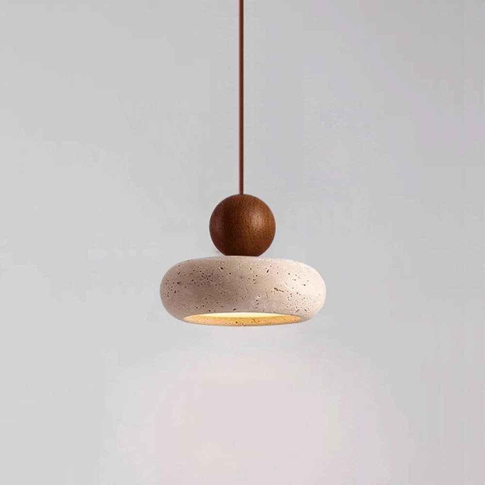 Blossom LED Pendelleuchte Travertin Pendelleuchte 3000K Warmweiß, Höhenverstellbar, Naturstein, Wabi-Sabi Hängelampe Esstischlampe für Küche, Schlafzimmer, Esszimmer