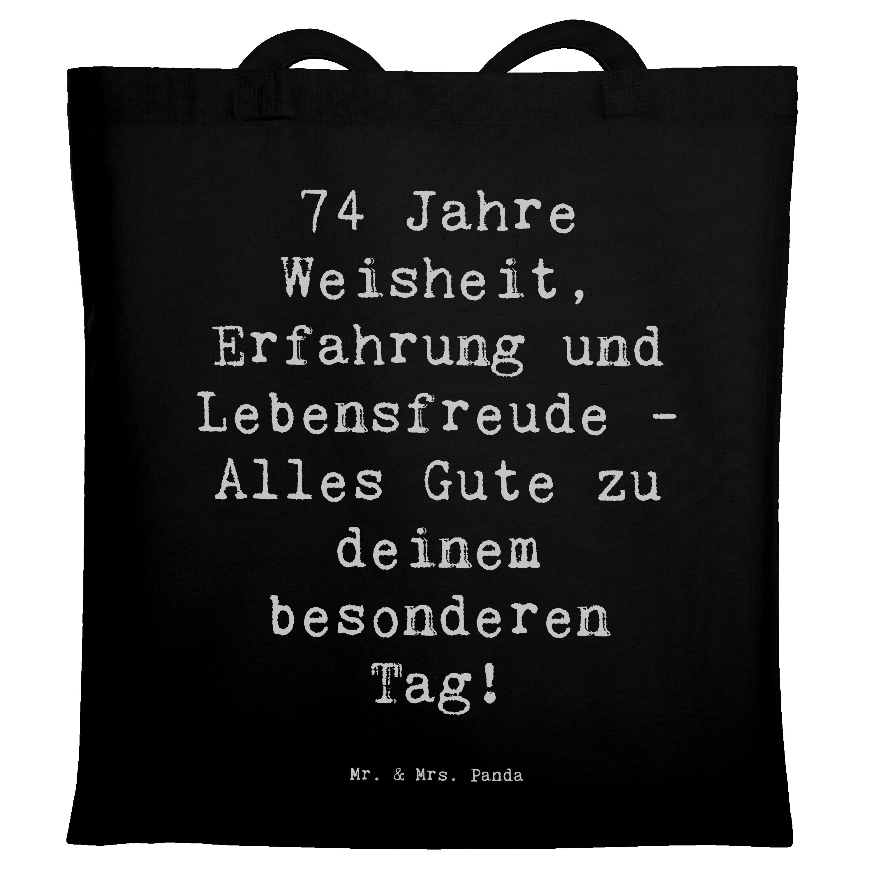 Tragetasche Spruch 74. Geburtstag - Schwarz - Geschenk, 74. Geburtstag Glückwünsc