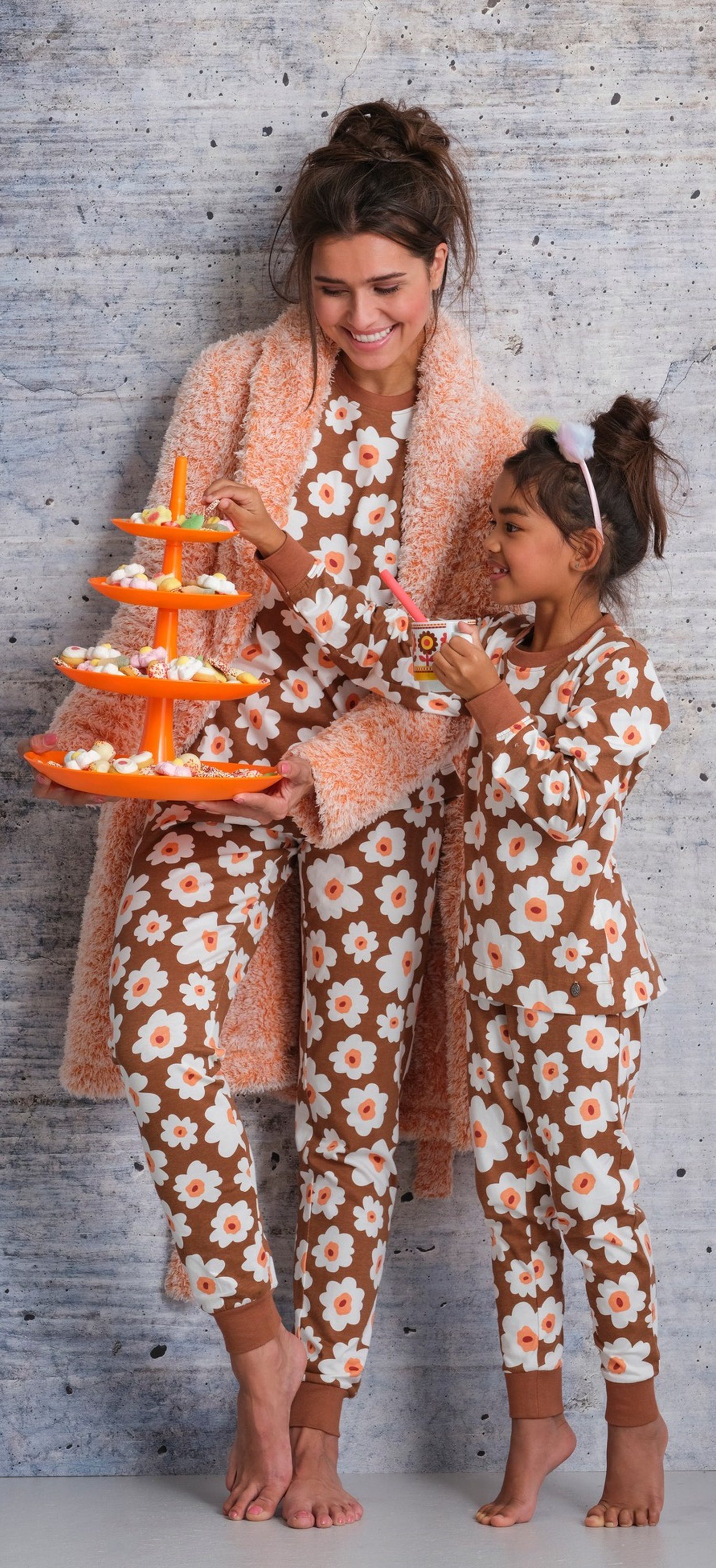 (2 Damen mit Rebelle tlg) Blumen Pyjama Schlafanzug Baumwollmischung
