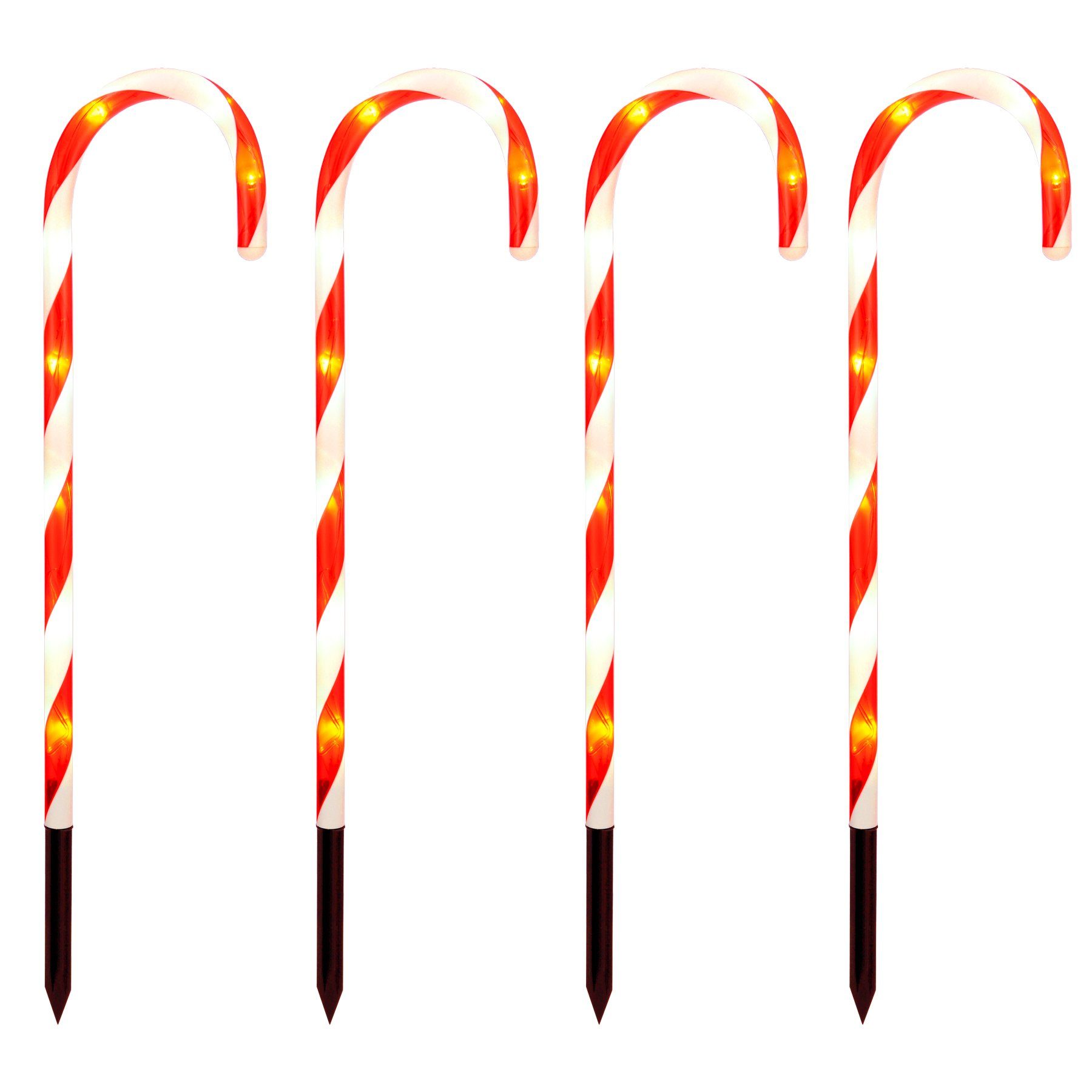 LED Gartenleuchte Zuckerstangen LED Beleuchtung Leuchtstab mit Erdspieß Außen 4 teilig