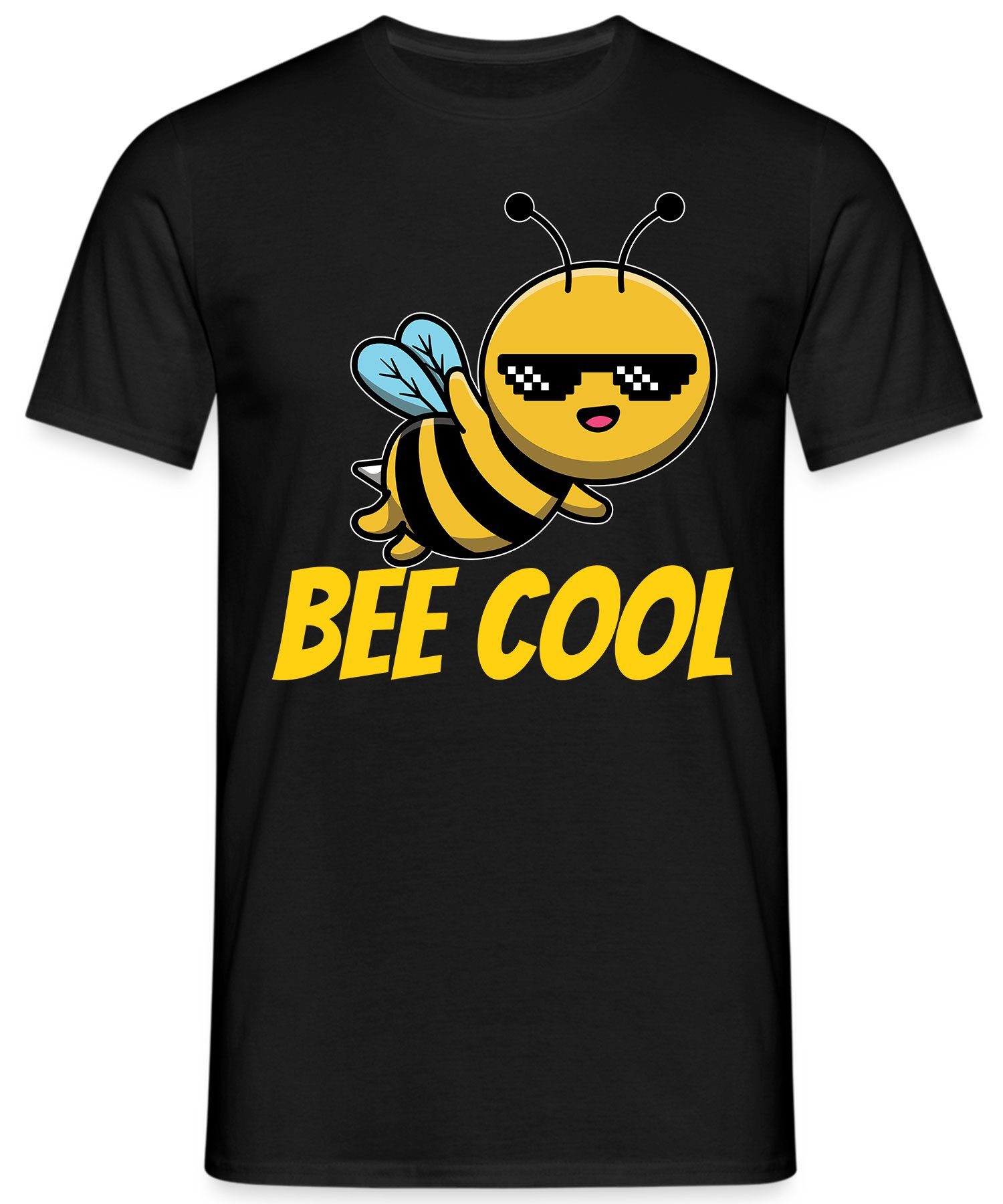 Herren Cool (1-tlg) Bienenzüchter T-Shirt Honig Kurzarmshirt Be Schwarz Biene Imker - Quattro Formatee