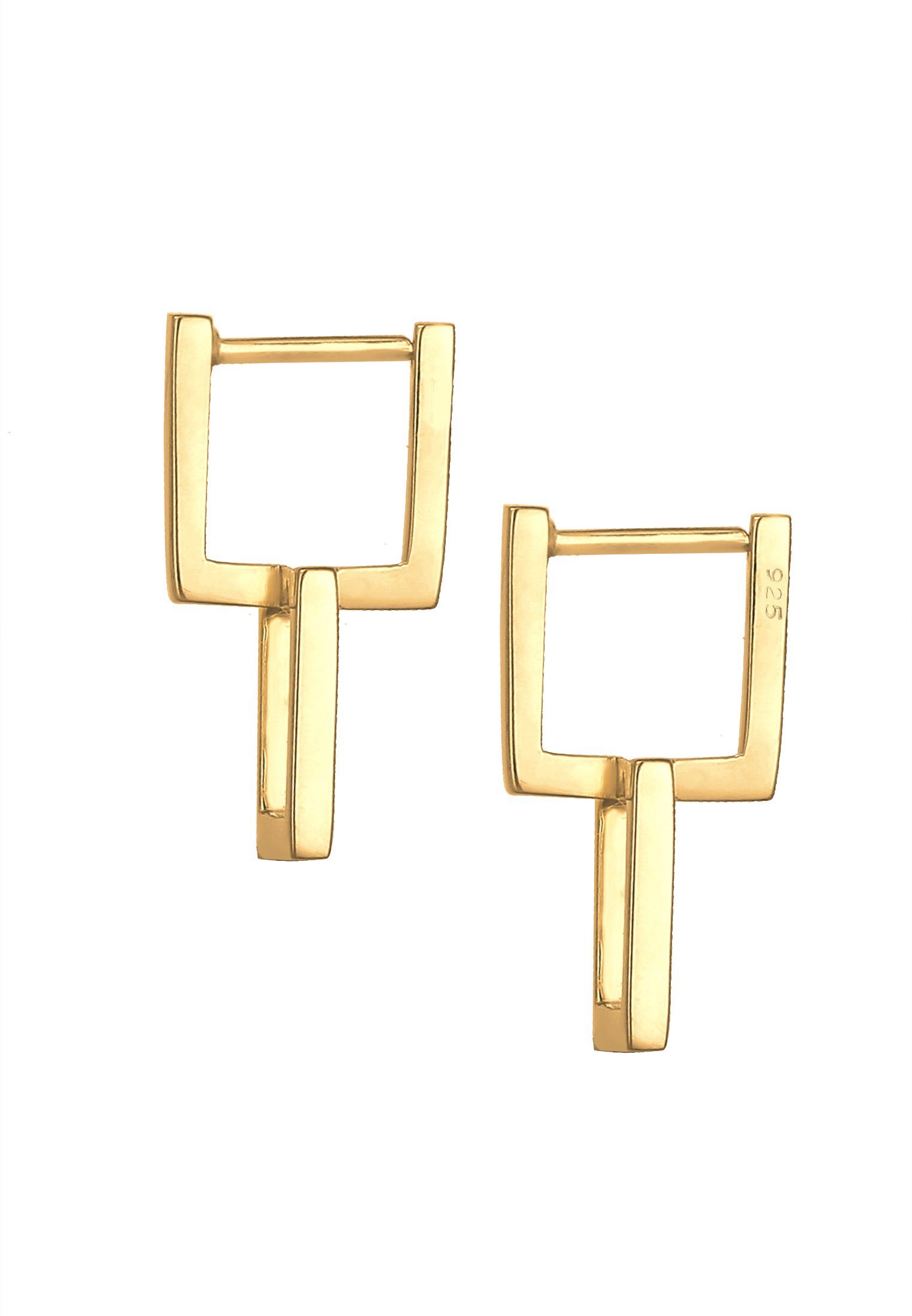 Elli Paar Ohrstecker Creolen Eckig Quadrat 925 Silber