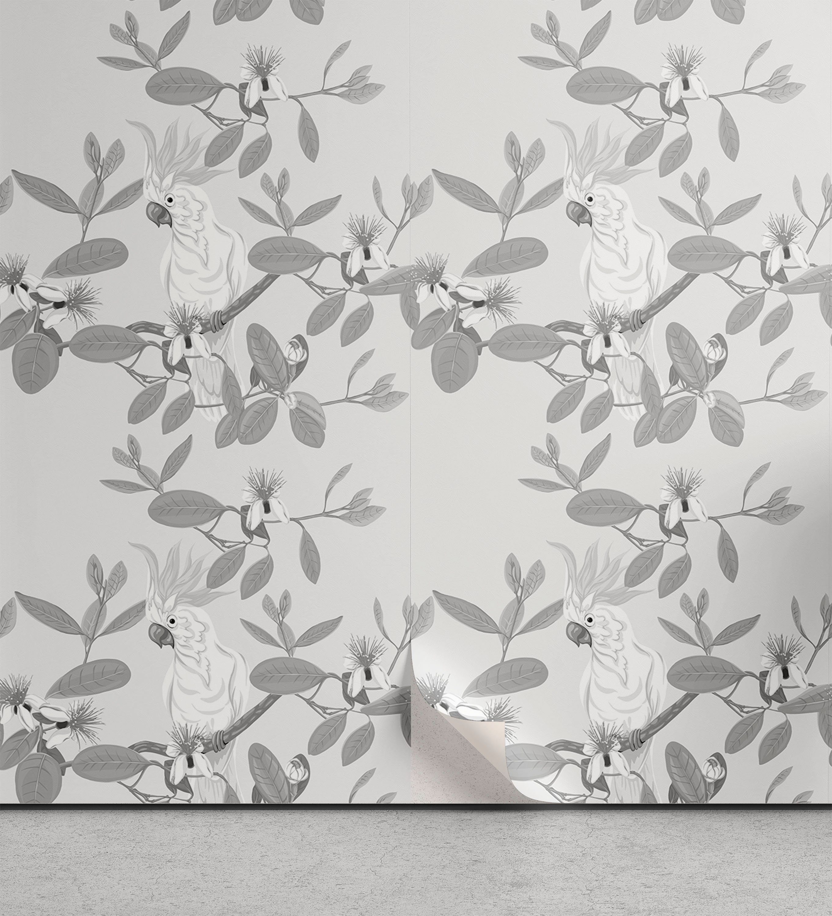 Abakuhaus Vinyltapete selbstklebendes Wohnzimmer Küchenakzent, Blumen Cockatoo Parrot und Feijoa
