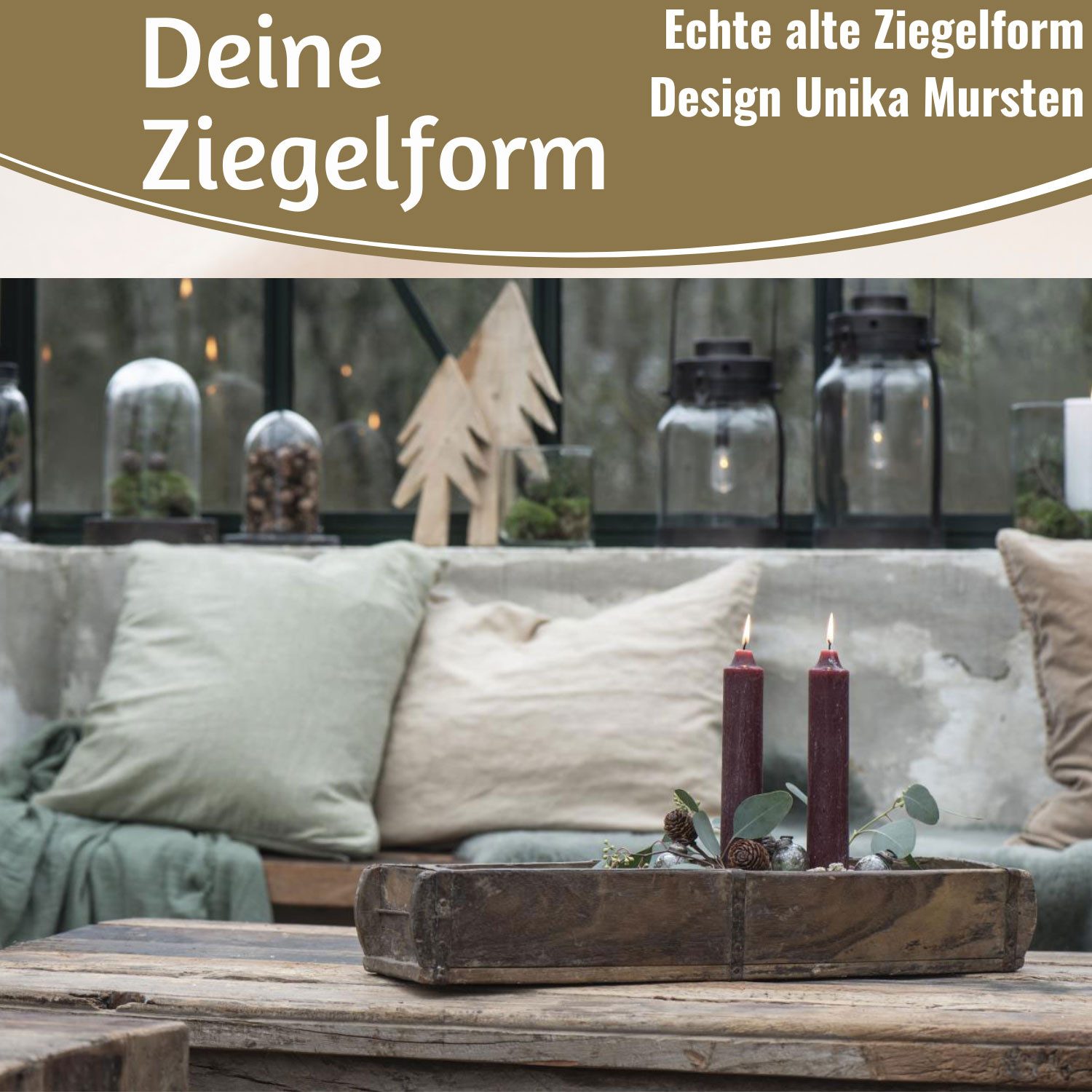 LS-LebenStil Kiste IB Laursen XL Holz Ziegelform 57cm Unika Braun 2-fach Aufbewahrungsbox (echte alte Backsteinform, 1 St., Original Unika - Rustikal - Holzbox Holzkiste Holzkasten Pflanzkübel), Ordnungsbox doppelt Allzweckkiste Aufbewahrungskiste