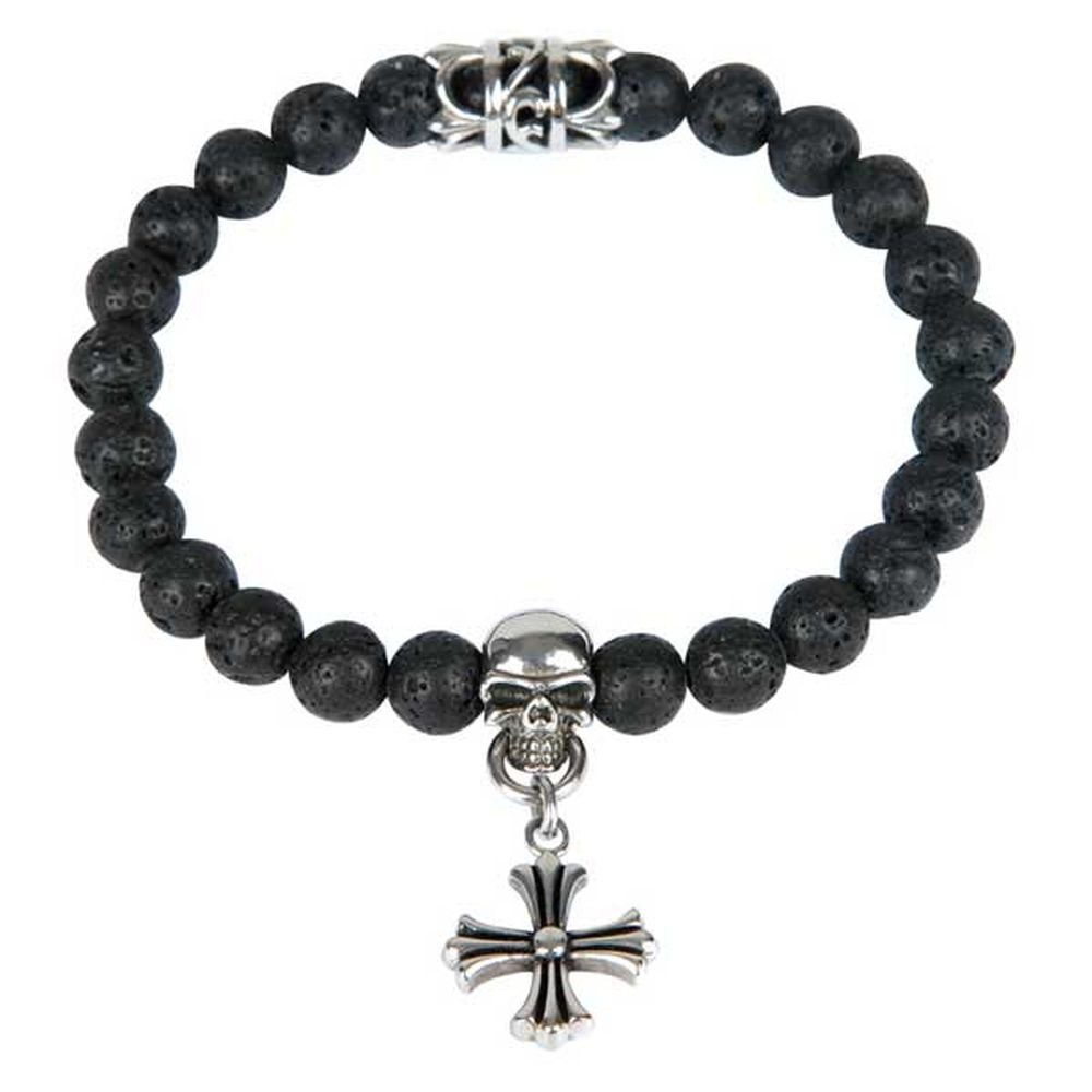 Kingka Armband "URBAN ROCKS" Stein Armband Totenkopf mit Anhänger, mit Lavasteinen