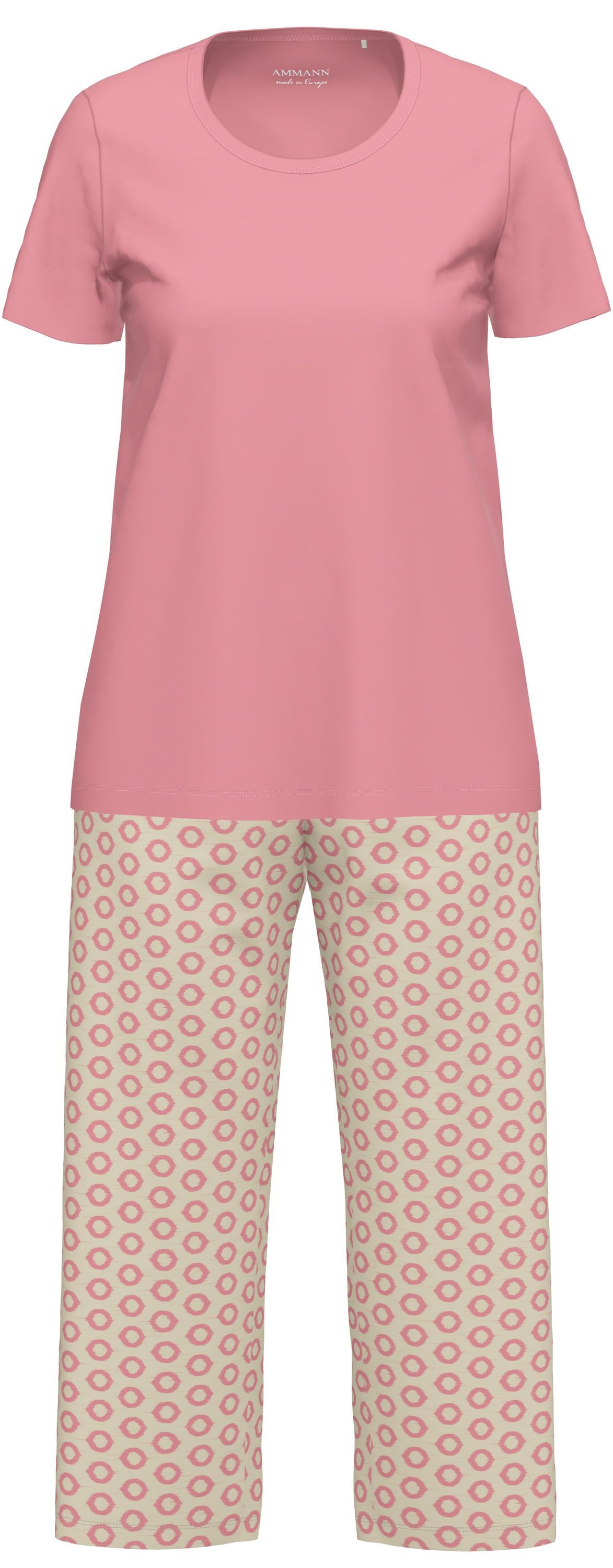 Ammann Schlafanzug Beetroot (Set, 2 tlg., 2-teilig) Damen Pyjama 7/8 Hose Kurzarm Baumwolle-Modal-Mix Sommer