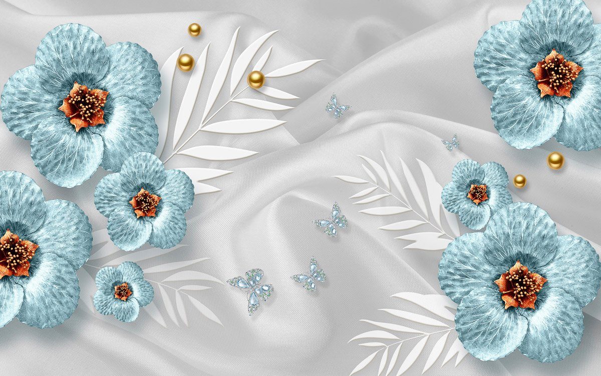 mit Muster Blumen Fototapete Papermoon
