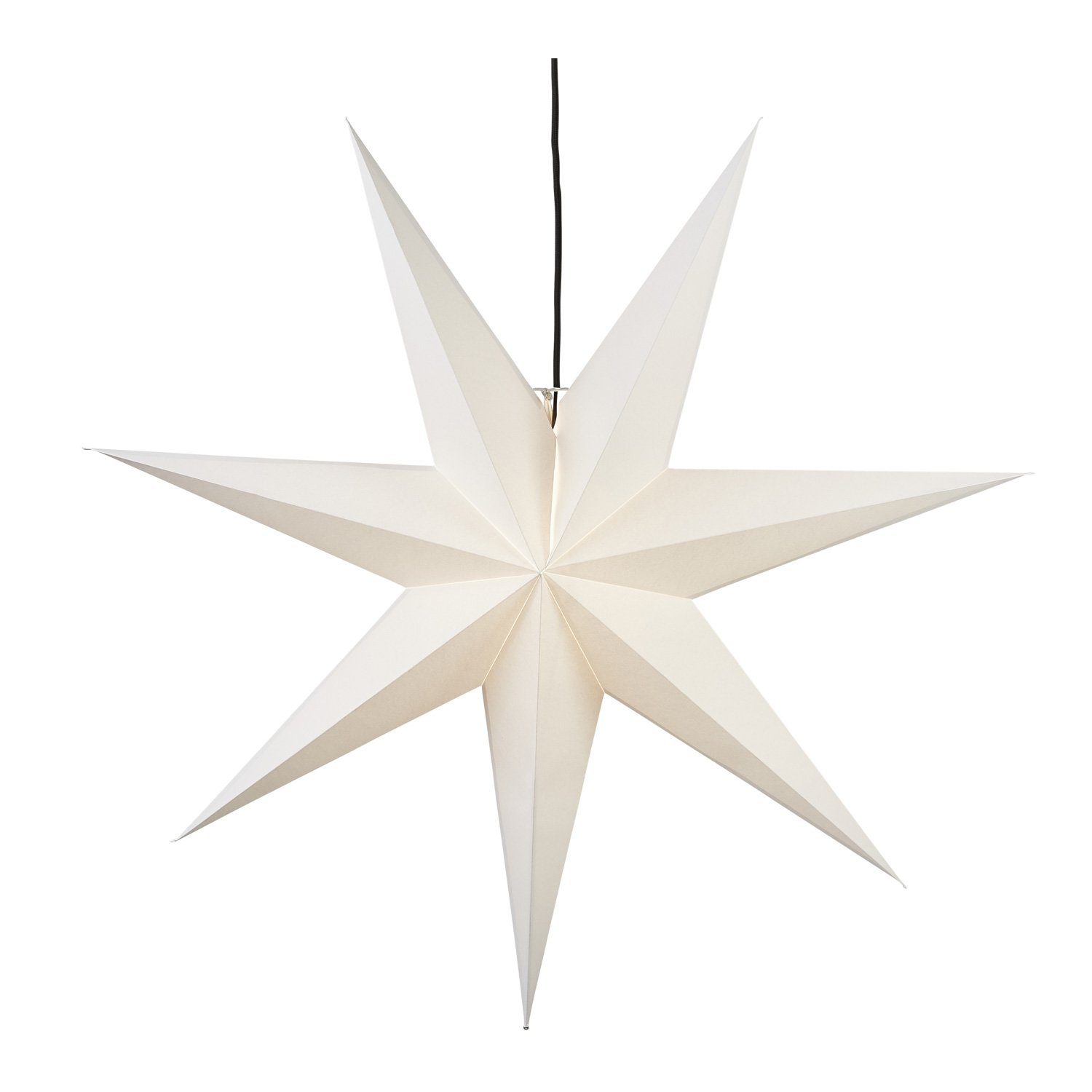 STAR TRADING LED weiß hängend Leuchtstern Stern Faltstern Kabel 7zackig mit Papierstern 100cm