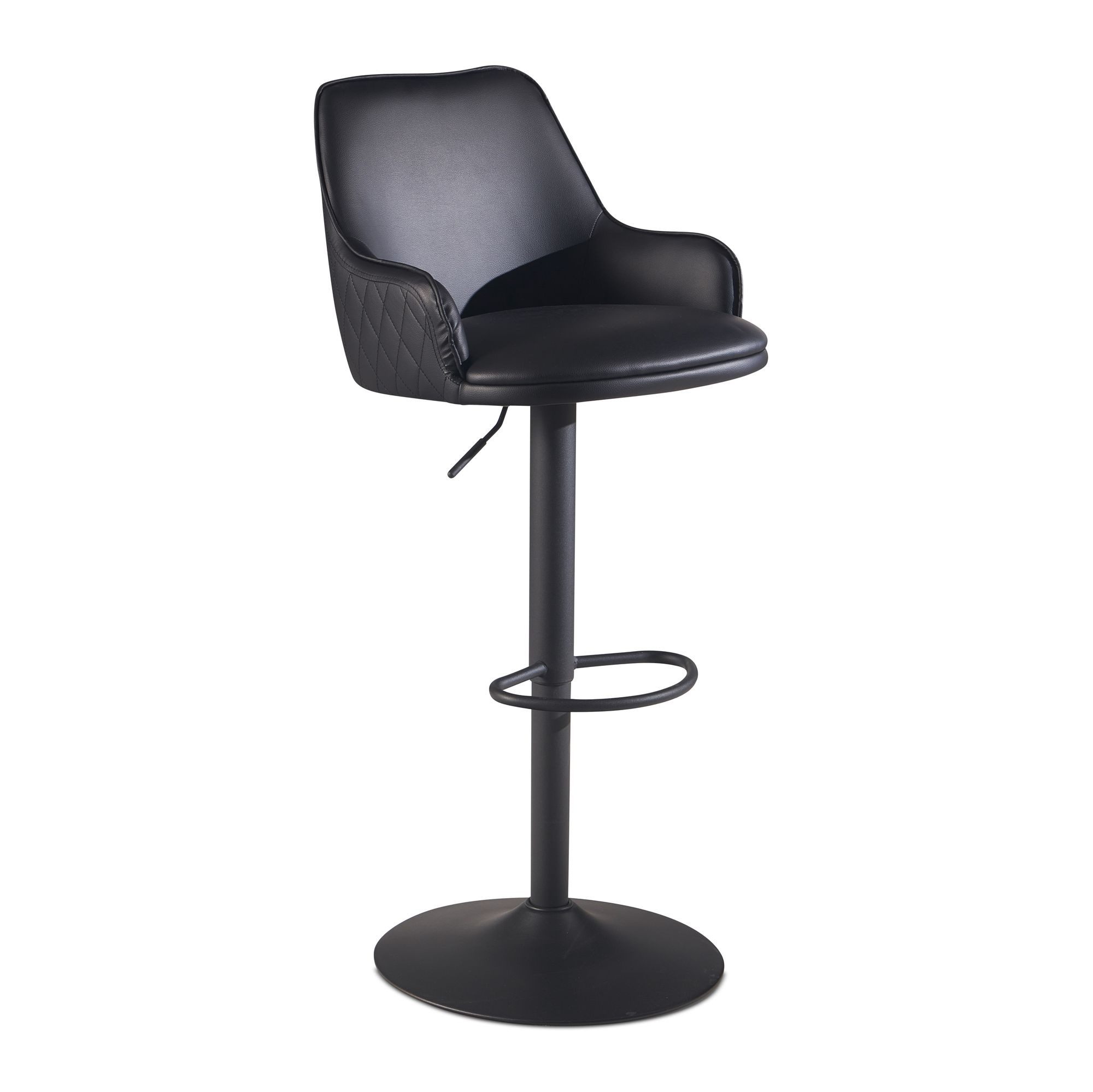 Barhocker Kunstleder Schwarz Hocker mit Lehne 86 - 106 cm, Küchenhock
