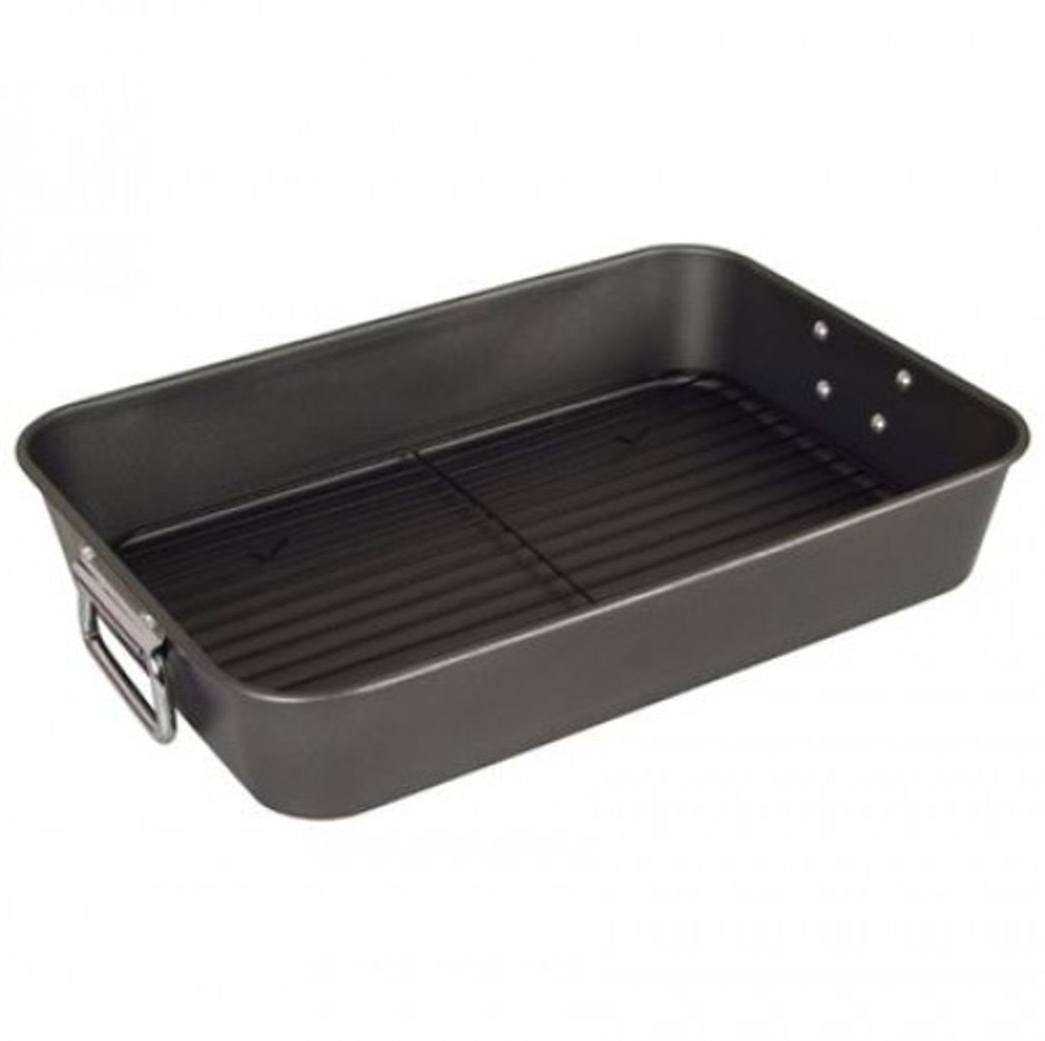 BURI Bräter Bräter mit Grillrost rechteckig Bratenform Auflaufform Bratpfanne, Metall