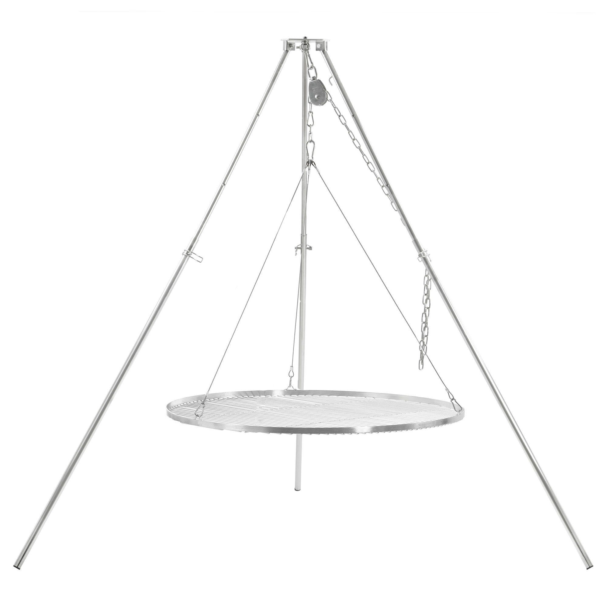 BBQ-Toro Schwenkgrill Dreibein Schwenkgrill mit Ø 90 cm Grillrost, Edelstahl, Ideal zum Grillen und Kochen über offenem Feuer