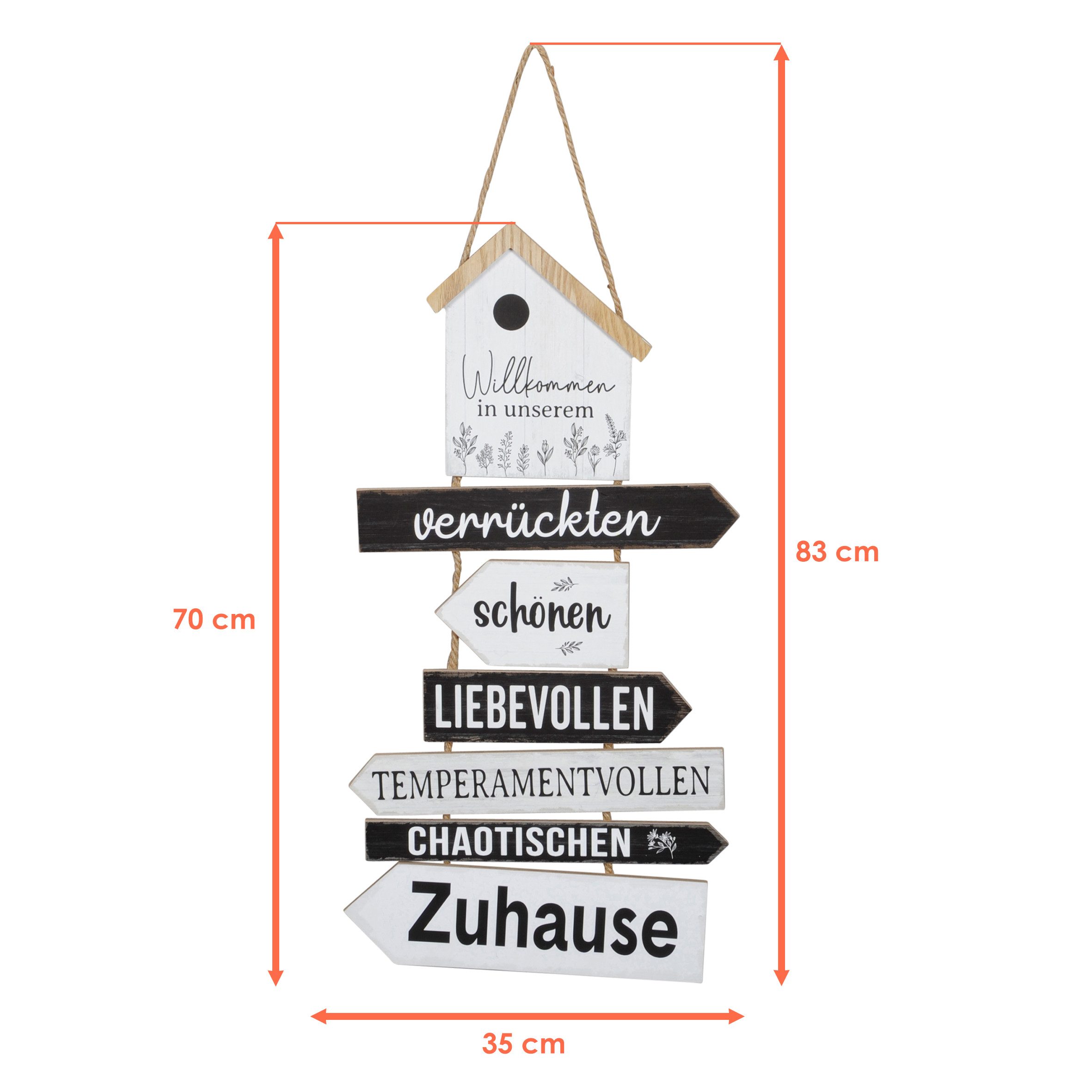 Spetebo Dekoobjekt Holz Wandschild Willkommen in unserem Zuhause - 70 x 25 günstig online kaufen