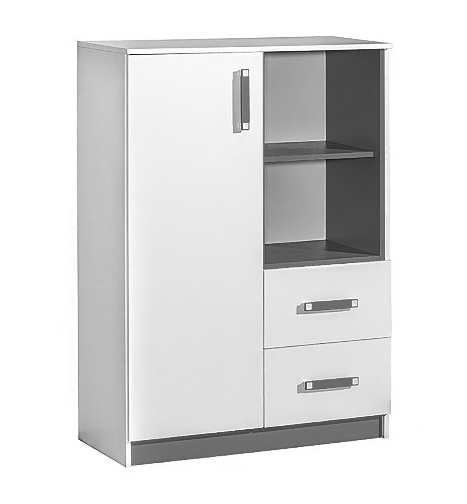 Feldmann-Wohnen Schublade Trafiko, grau weiß wählbar Farbapplikation 1 Highboard mit 2-türig 90cm