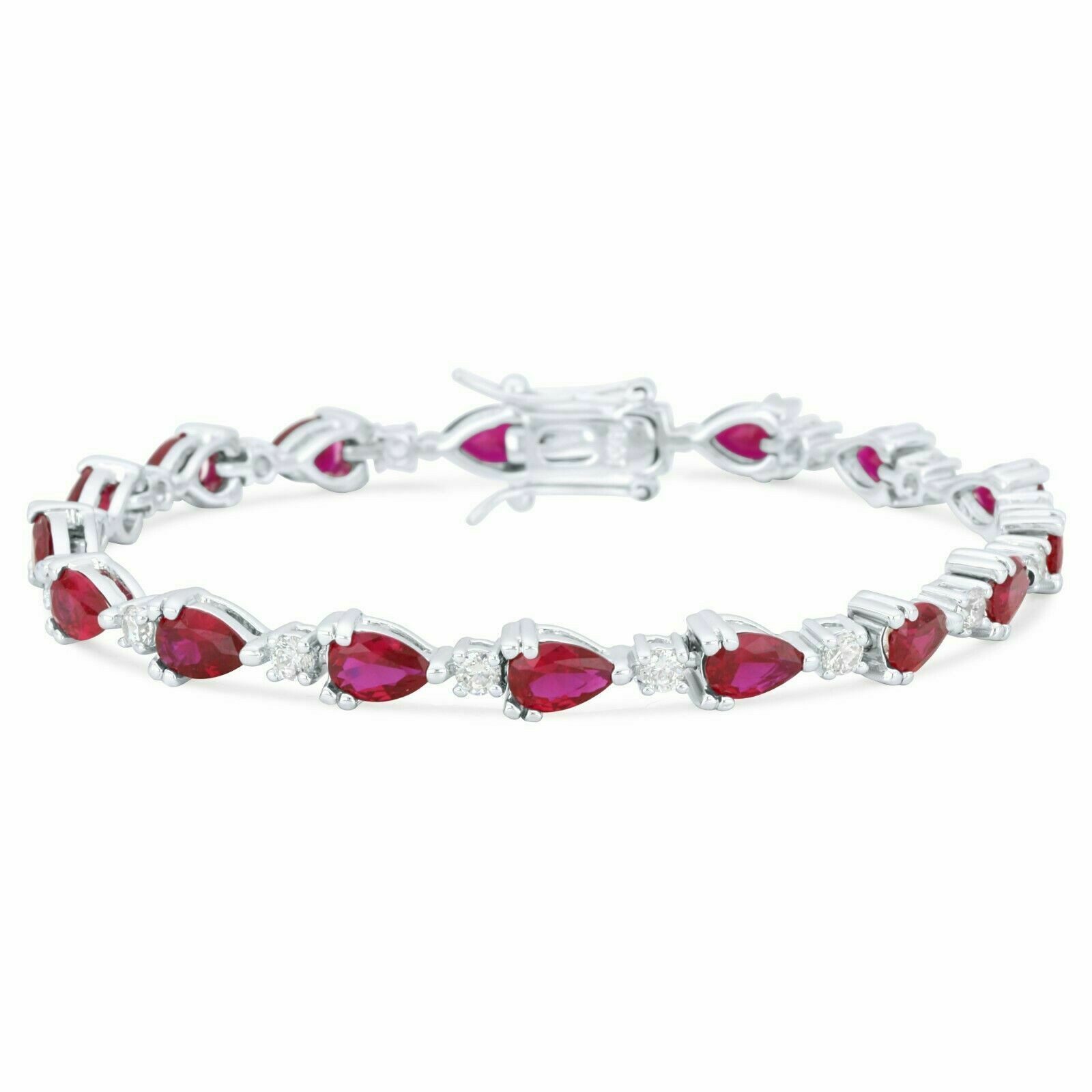 Tony Fein Tennisarmband Tennisarmband Tropfen 5mm 925er Silber Massiv Zirkonia Rot Rhodiniert