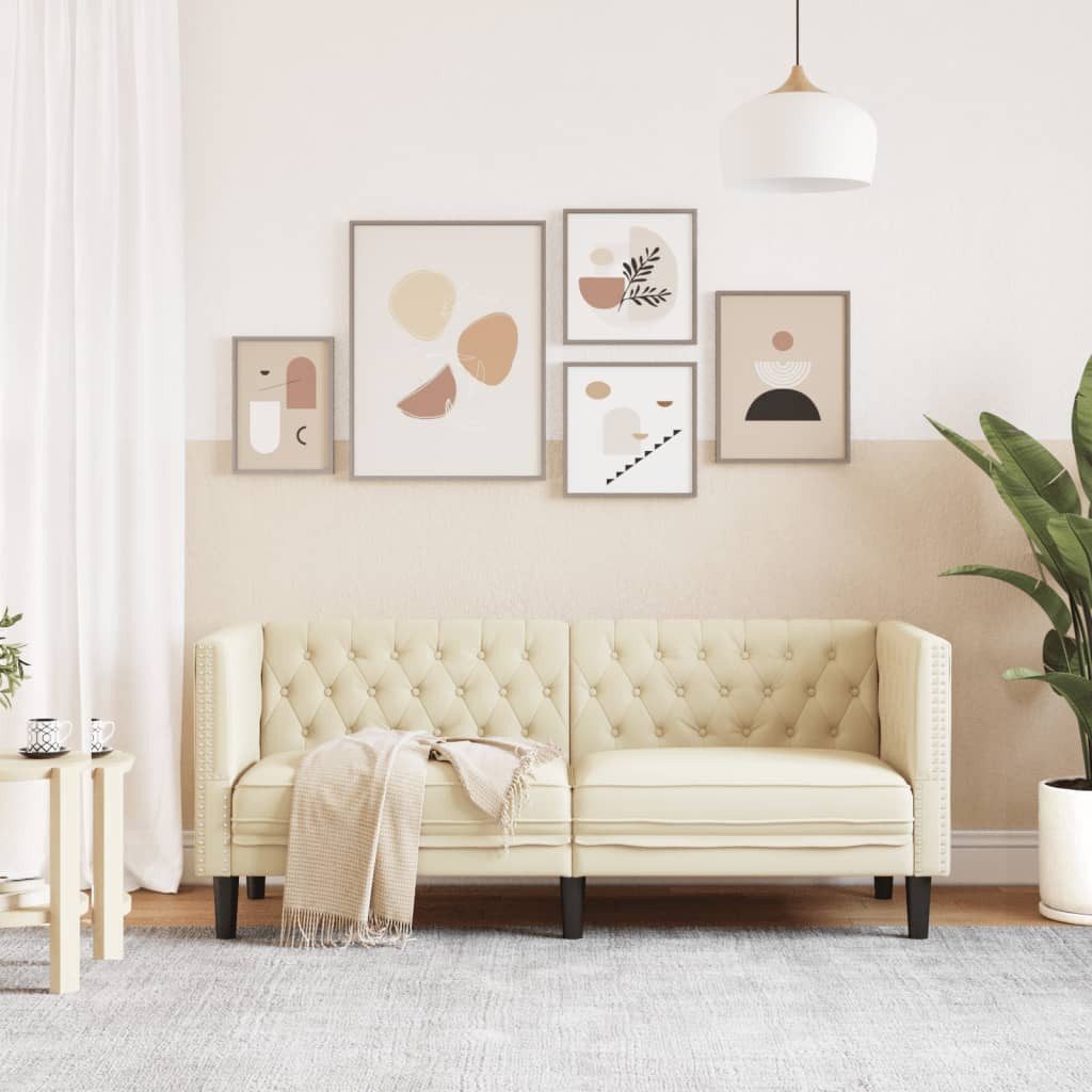 vidaXL Sofa Chesterfield-Sofa 2-Sitzer Creme Kunstleder günstig online kaufen