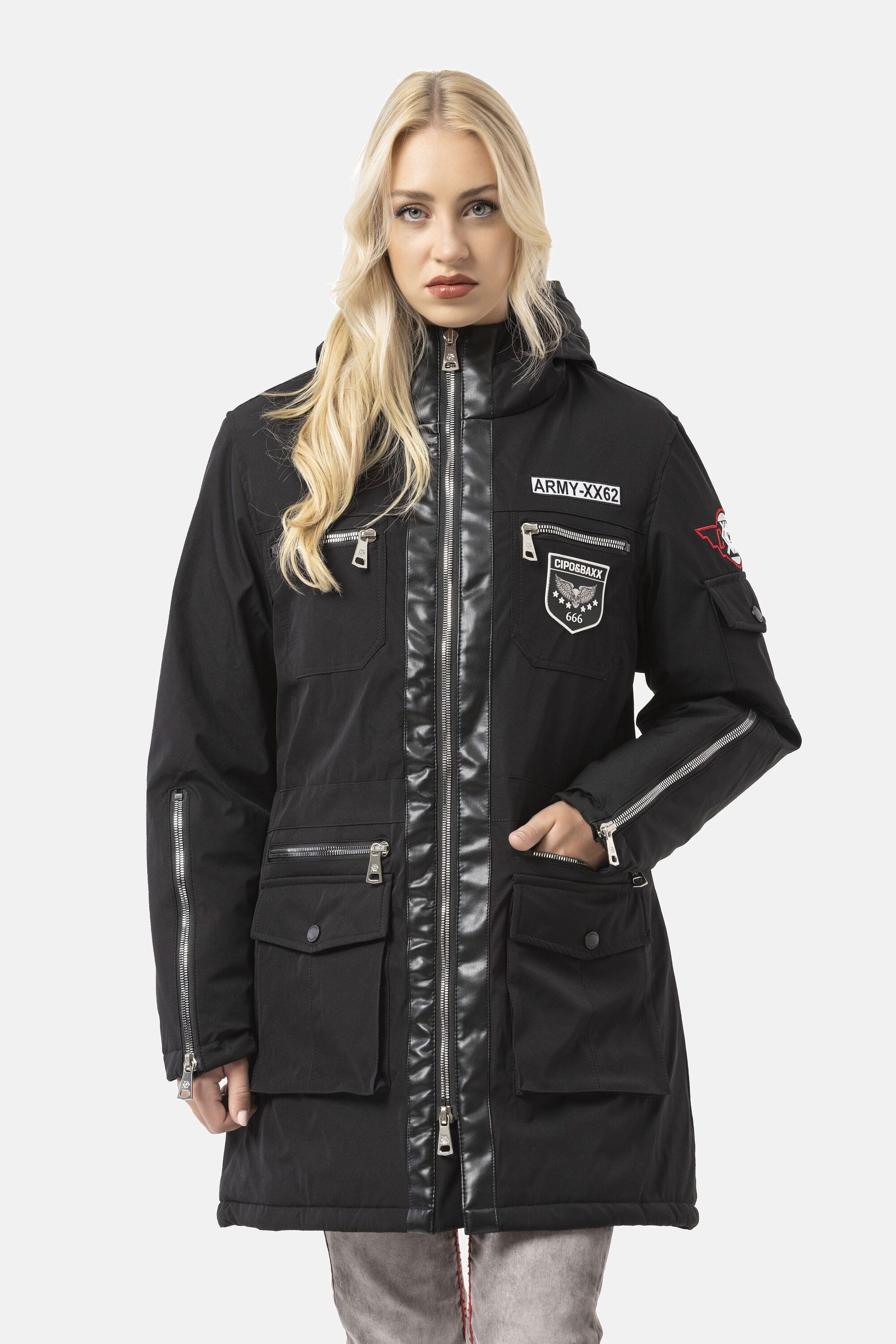 Cipo & Baxx Winterjacke WM144 mit Zipper-Details günstig online kaufen
