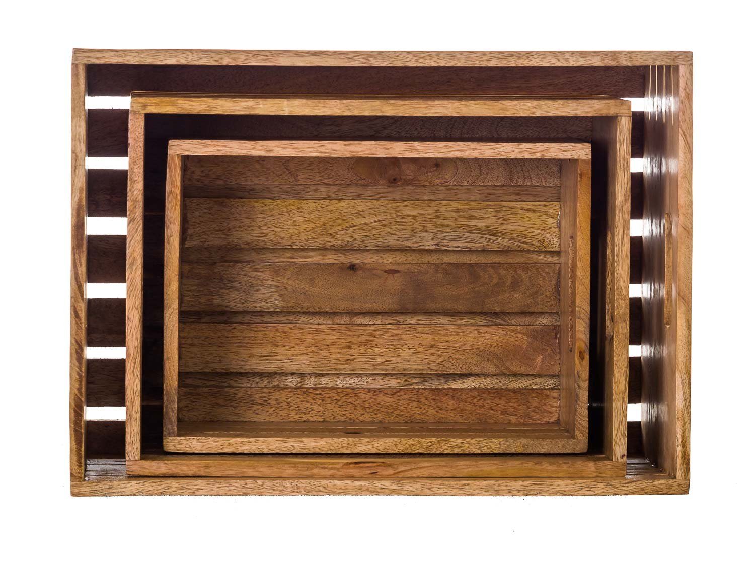 Aubaho Dekofigur Weinkiste Holzkiste Holz Kiste 3x Box Antik-St Allzweckkiste Obstkiste