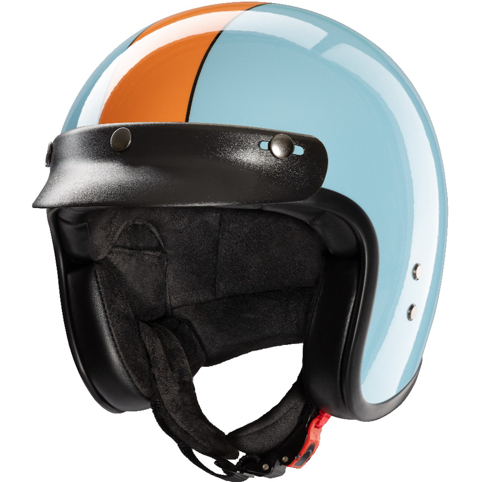 Redbike Motorradhelm Kochmann RB-801 Gasoline Jethelm Blau / Orange (1er Set), jethelm für motorrad
