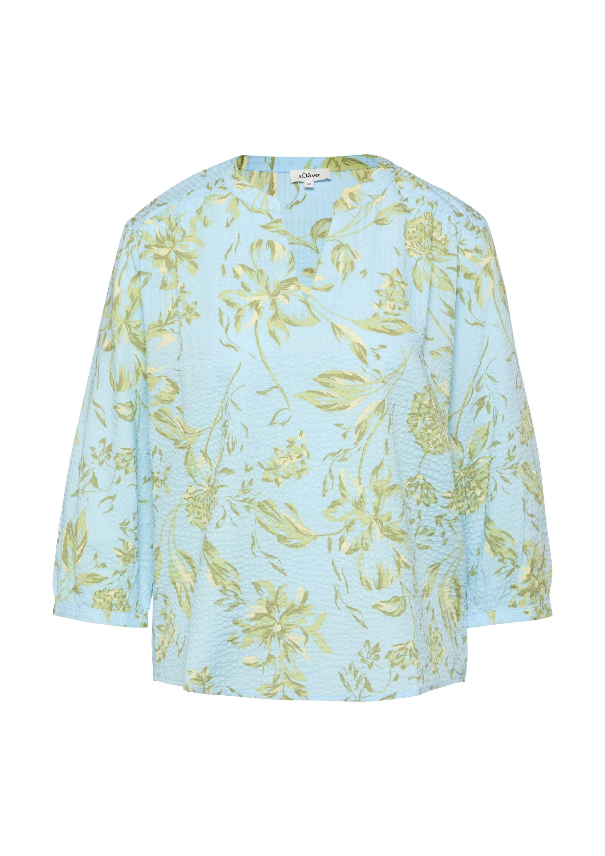 s.Oliver Kurzarmbluse Bluse Bluse aus Seersucker mit Raffungen