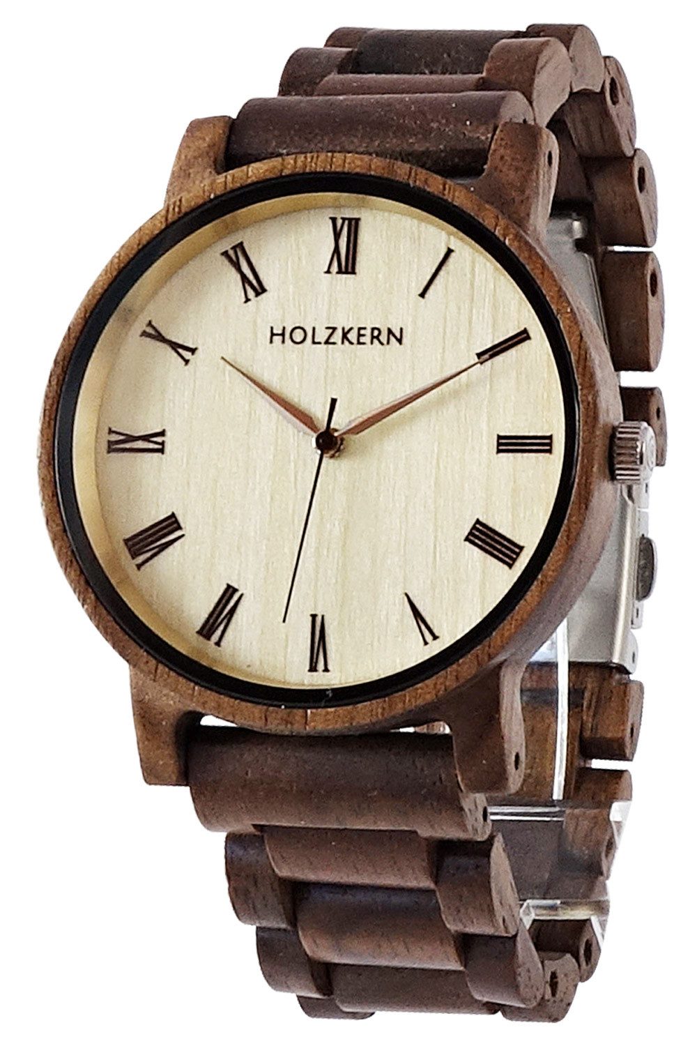 Holzkern Quarzuhr Armbanduhr Quarz Herbstdämmerung Walnuss/Ahorn günstig online kaufen