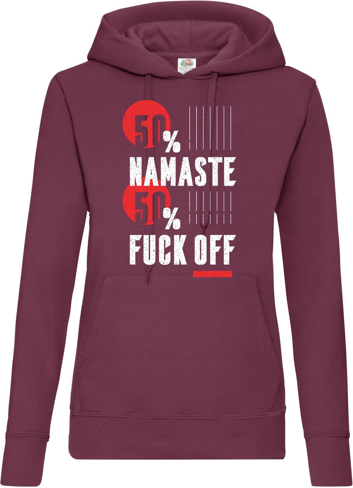 Kapuzenpullover "50% Namaste / 50% F**k Off" Damen Hoodie Pullover