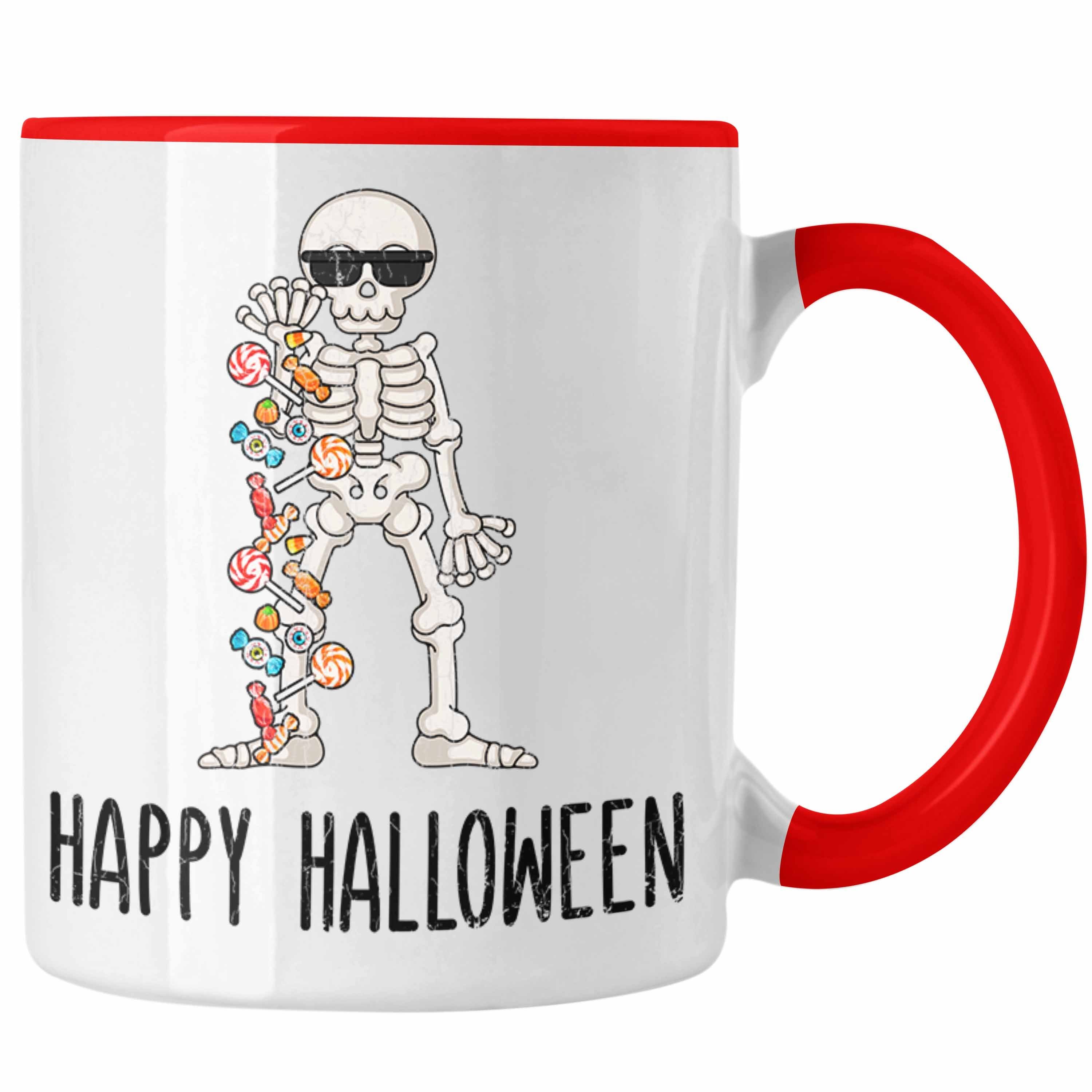 Trendation Tasse Halloween Tasse Skelet Halloween Rot Kürbis Becher Dekoration Happy