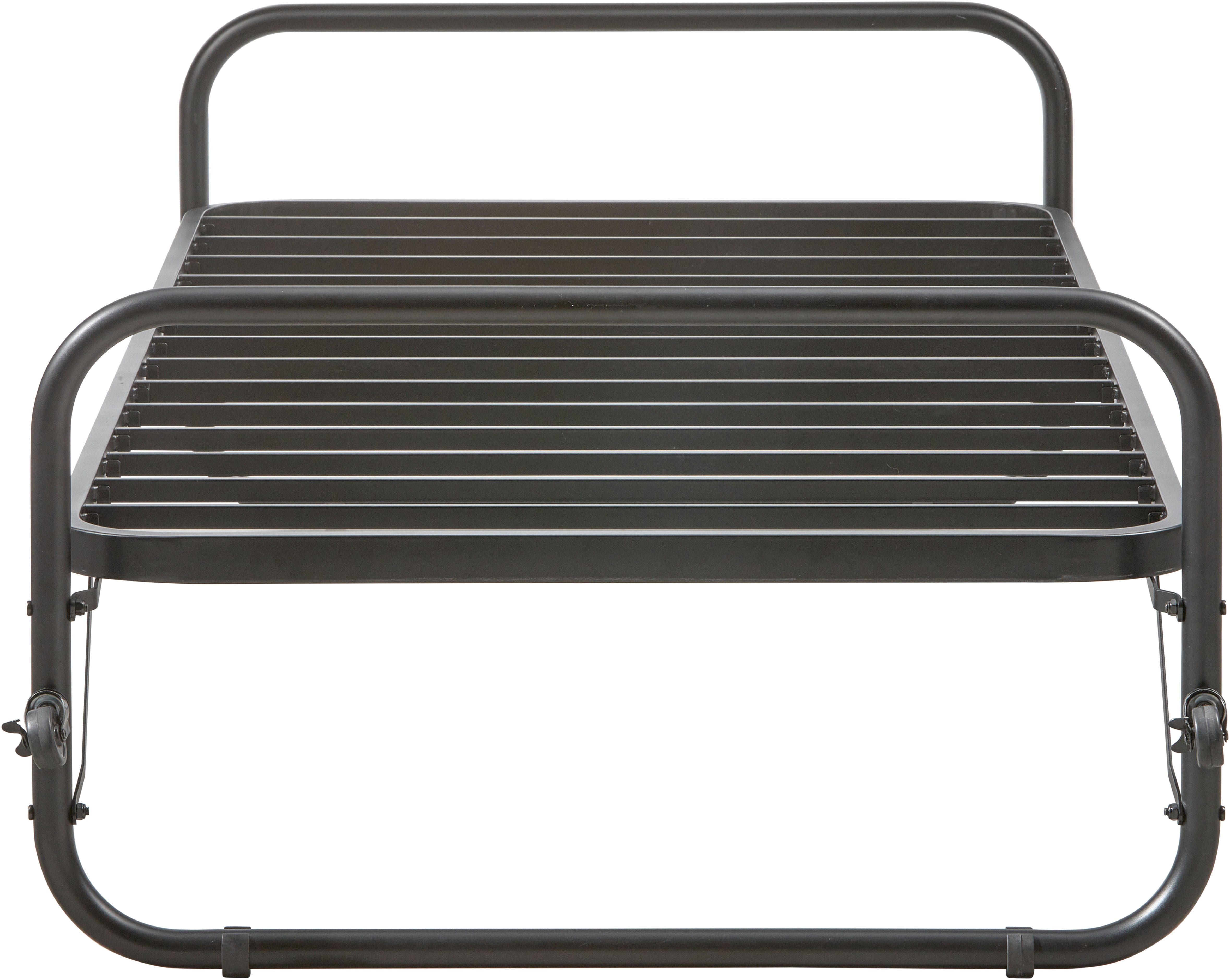 WOOOD Bettgestell Lucy Metallrahmen pulverbeschichtet zusammenklappbar, 206 x 96 x 57 cm, Eingeklappt 30 cm hoch, Tragkraft 150 kg, Matratzenmaß 90x200 cm