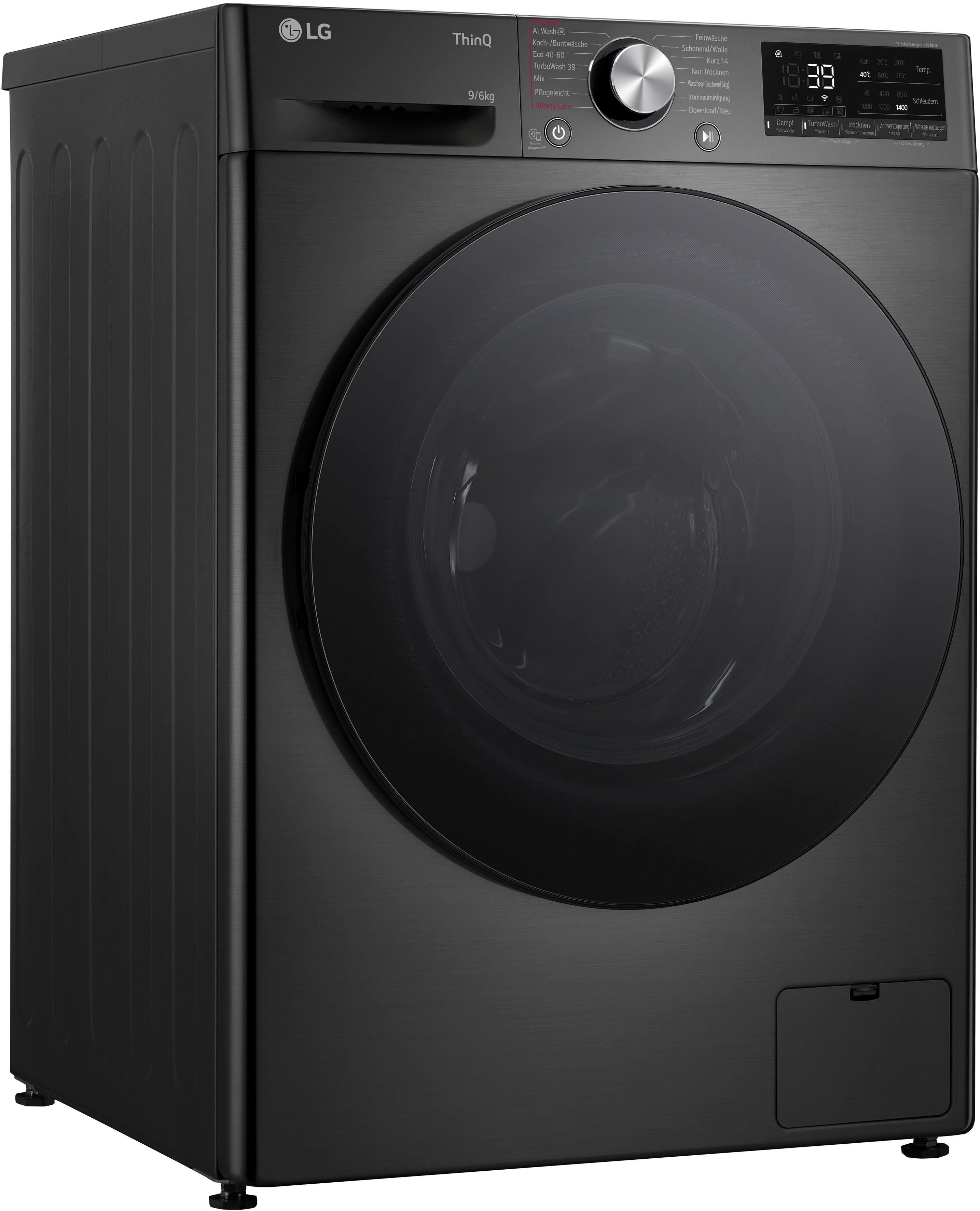 Valentinstagsgeschenk LG Waschtrockner Serie 7 W4WR7096YB, 9 kg, 6 kg, 1400 U/min, schwarz