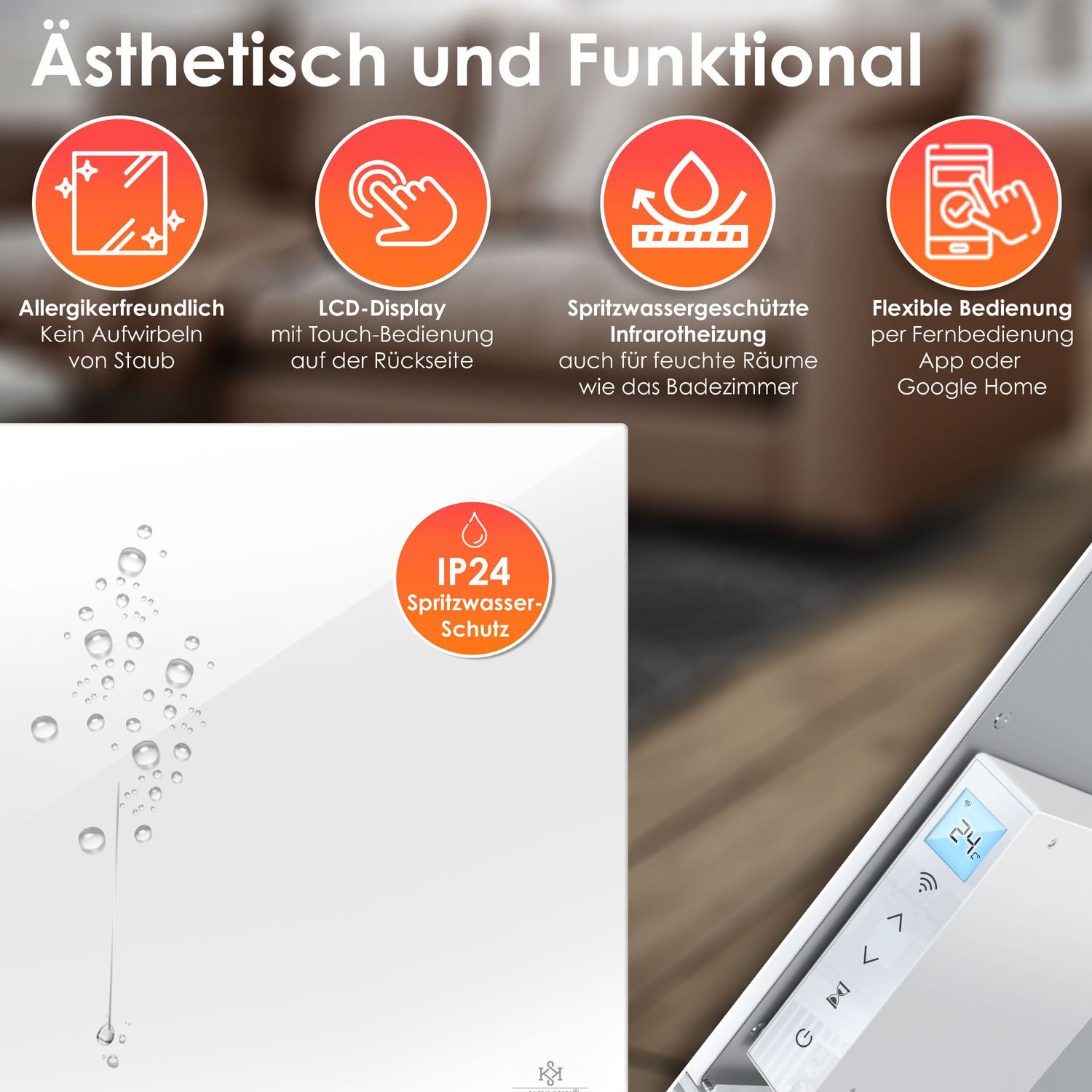 KESSER Infrarotheizung, Aluminiumheizung Energiesparend 2in1 Standgerät & Wandmontage