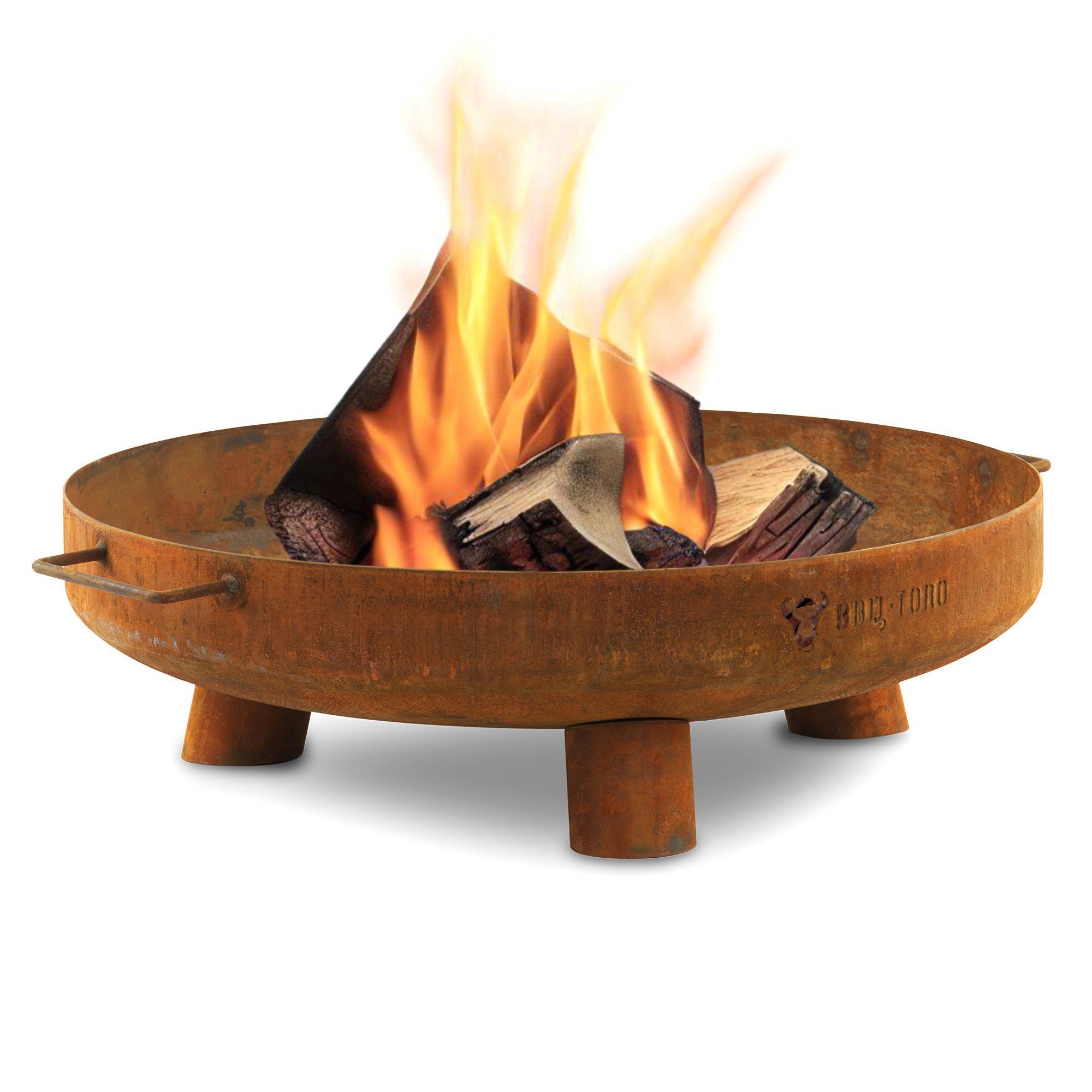 BBQ-Toro Feuerschale Ø 60 cm, Rostoptik, Outdoor Dreibein Feuerstelle für Garten/Terrasse, (4-St), mit Griffen