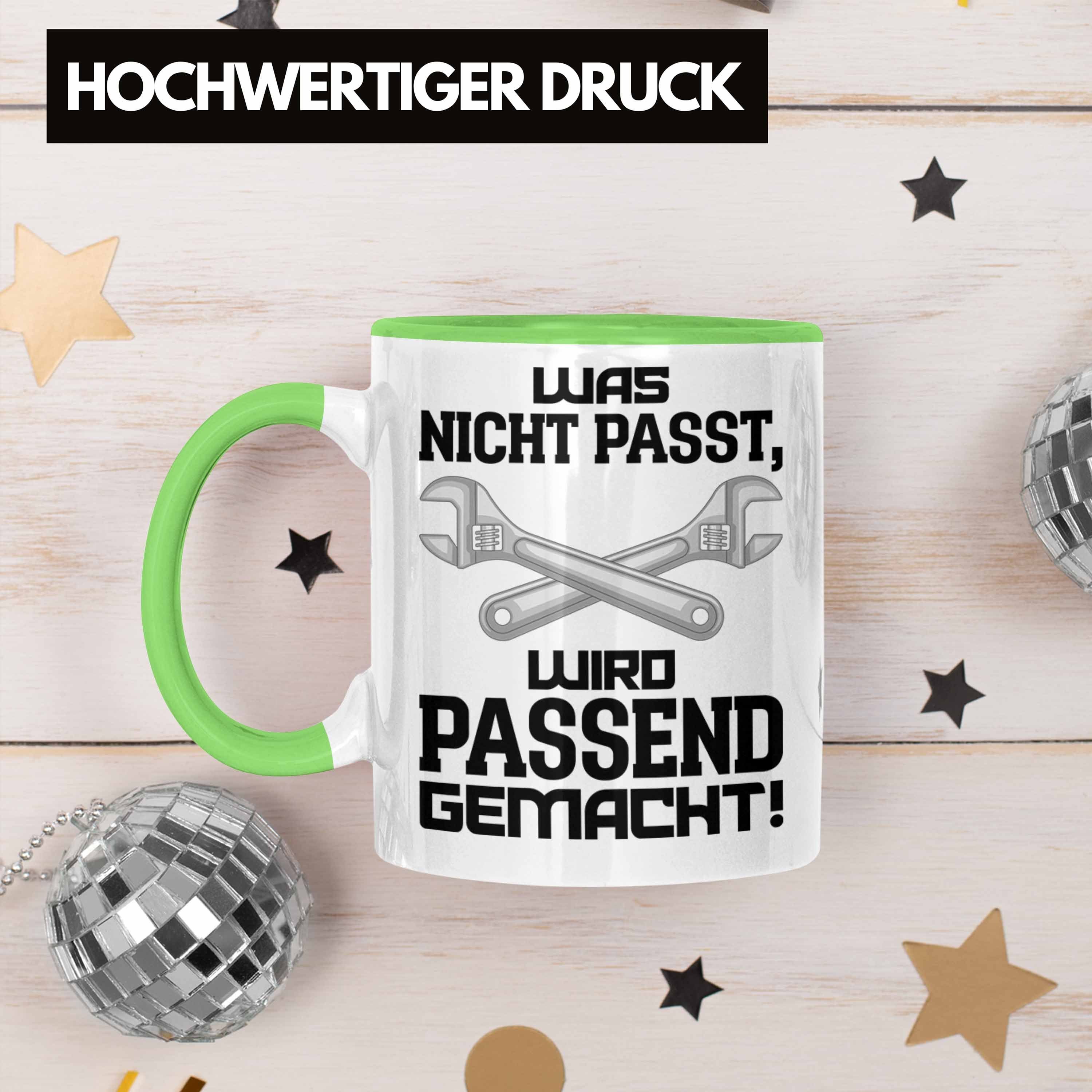 - für Mechaniker Tasse Trendation Mechatroniker Handwerk Spruch Handwerker Grün KFZ Trendation Kaffeebecher Geschenke mit Tasse