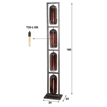 famlights Stehlampe, Stehleuchte Mio in Altsilber und Rauchglas E27 4-flammig, keine Angabe, Leuchtmittel enthalten: Nein, warmweiss, Stehlampe, Standlampe